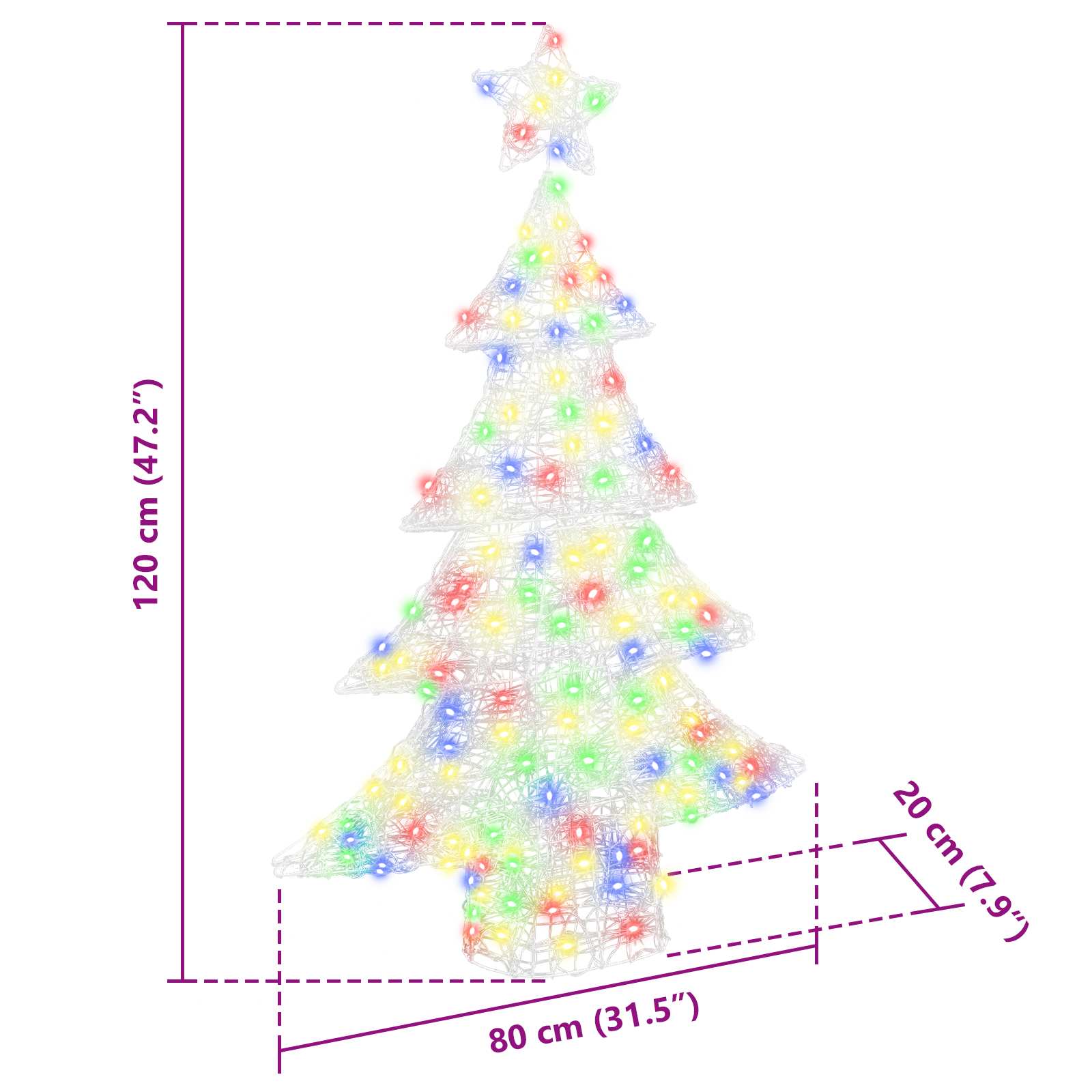 Weihnachtsbaum mit 100 LEDs Mehrfarbig 120 cm Acryl