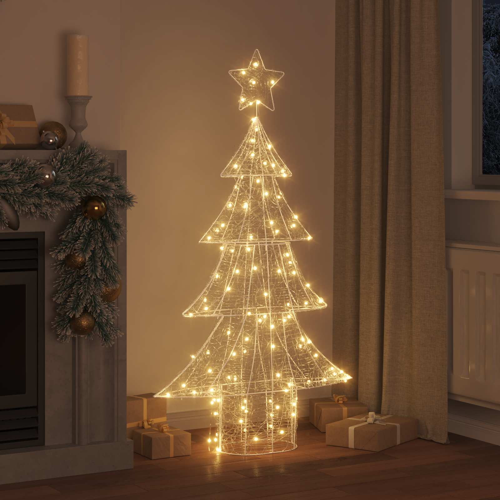 Weihnachtsbaum mit 160 LEDs Warmweiß 150 cm Acryl