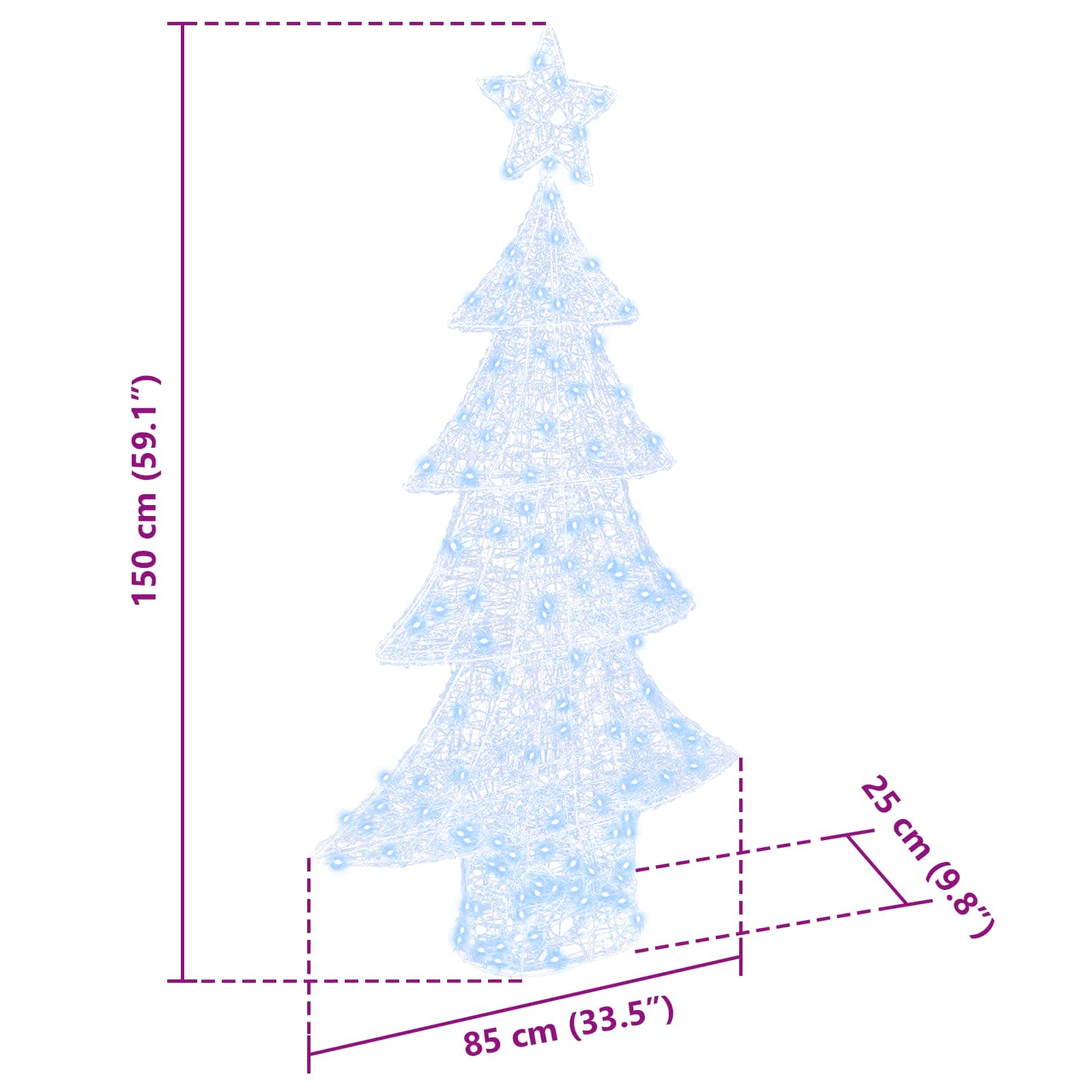 Weihnachtsbaum mit 160 LEDs Kaltweiß 150 cm Acryl