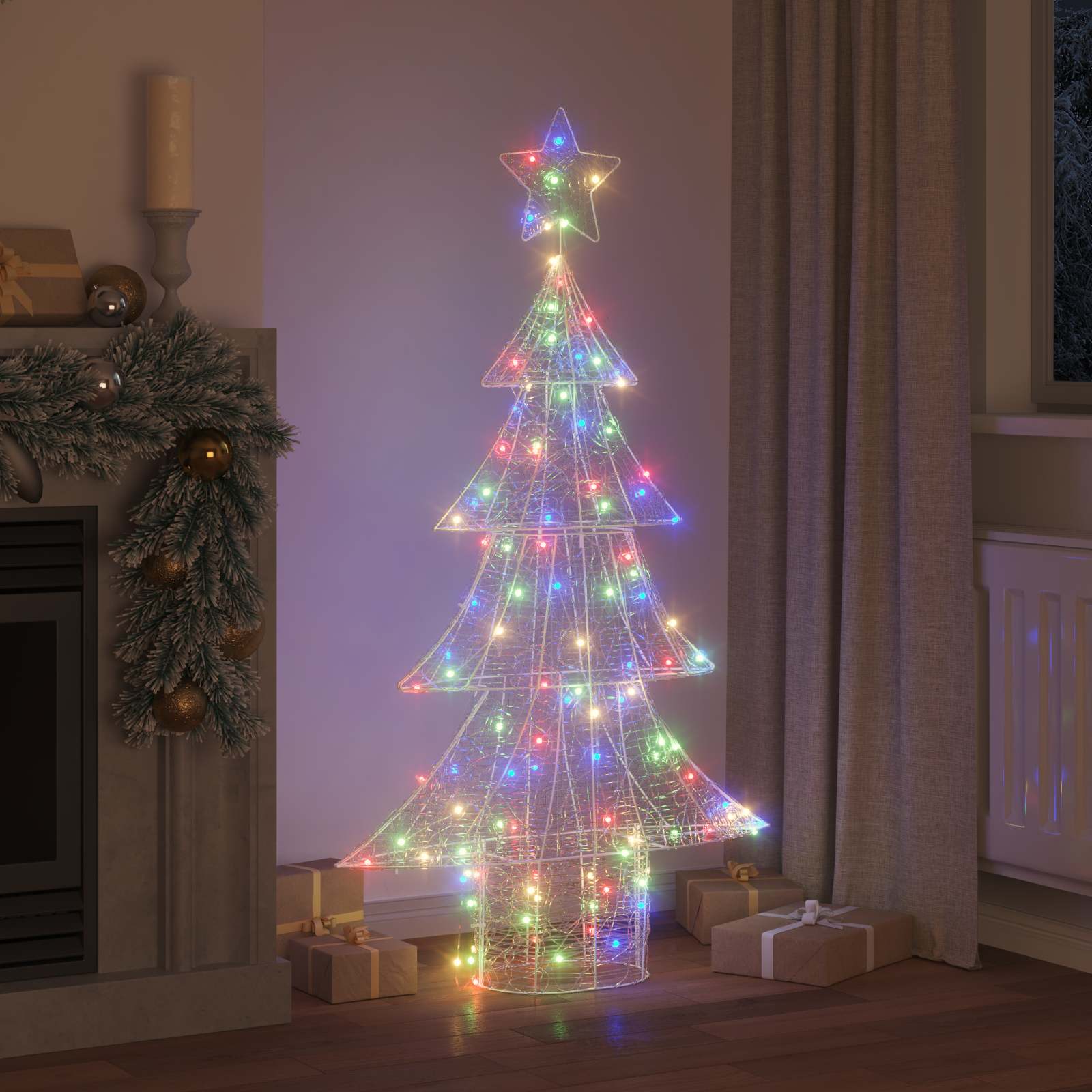 Weihnachtsbaum mit 160 LEDs Mehrfarbig 150 cm Acryl