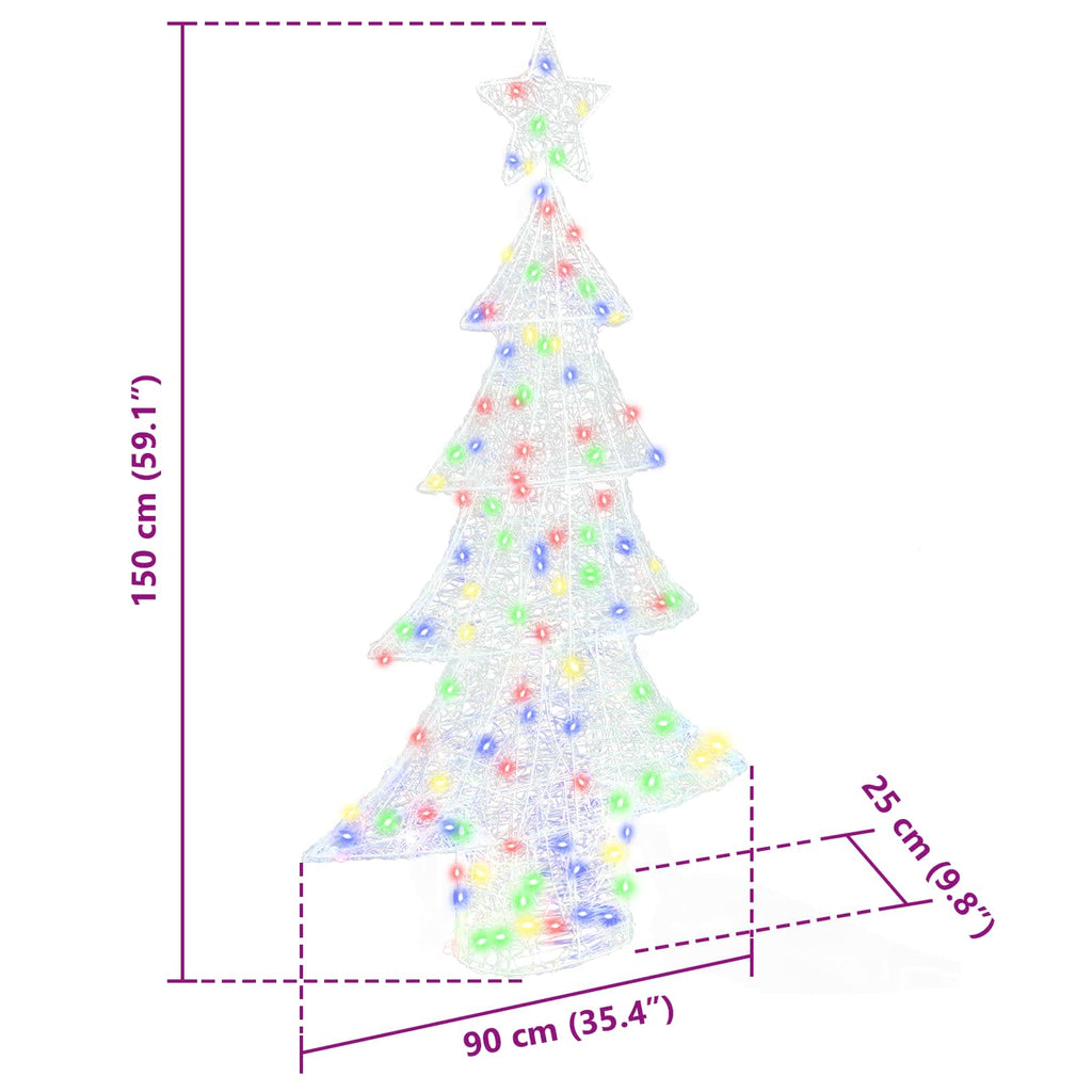 Weihnachtsbaum mit 160 LEDs Mehrfarbig 150 cm Acryl