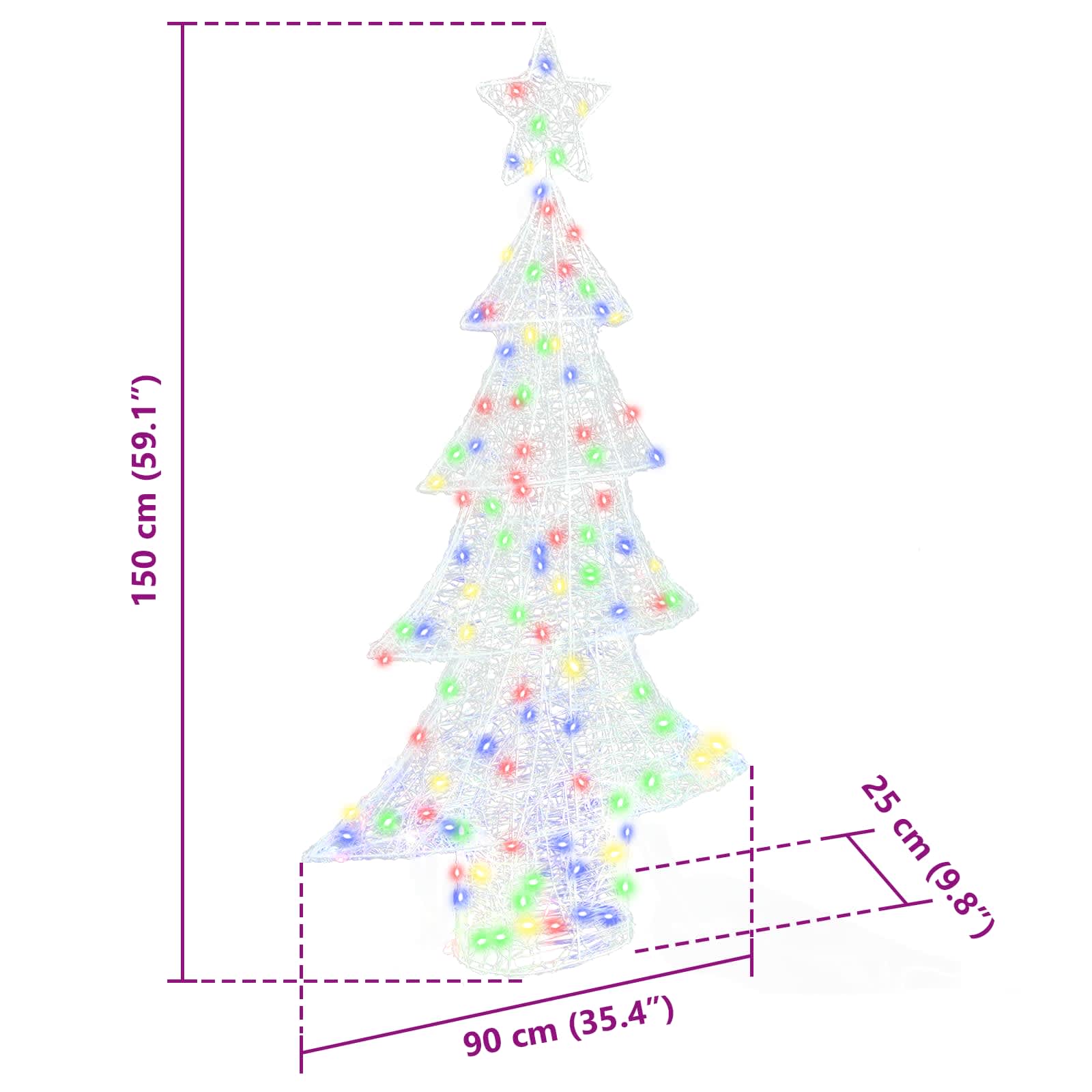 Weihnachtsbaum mit 160 LEDs Mehrfarbig 150 cm Acryl