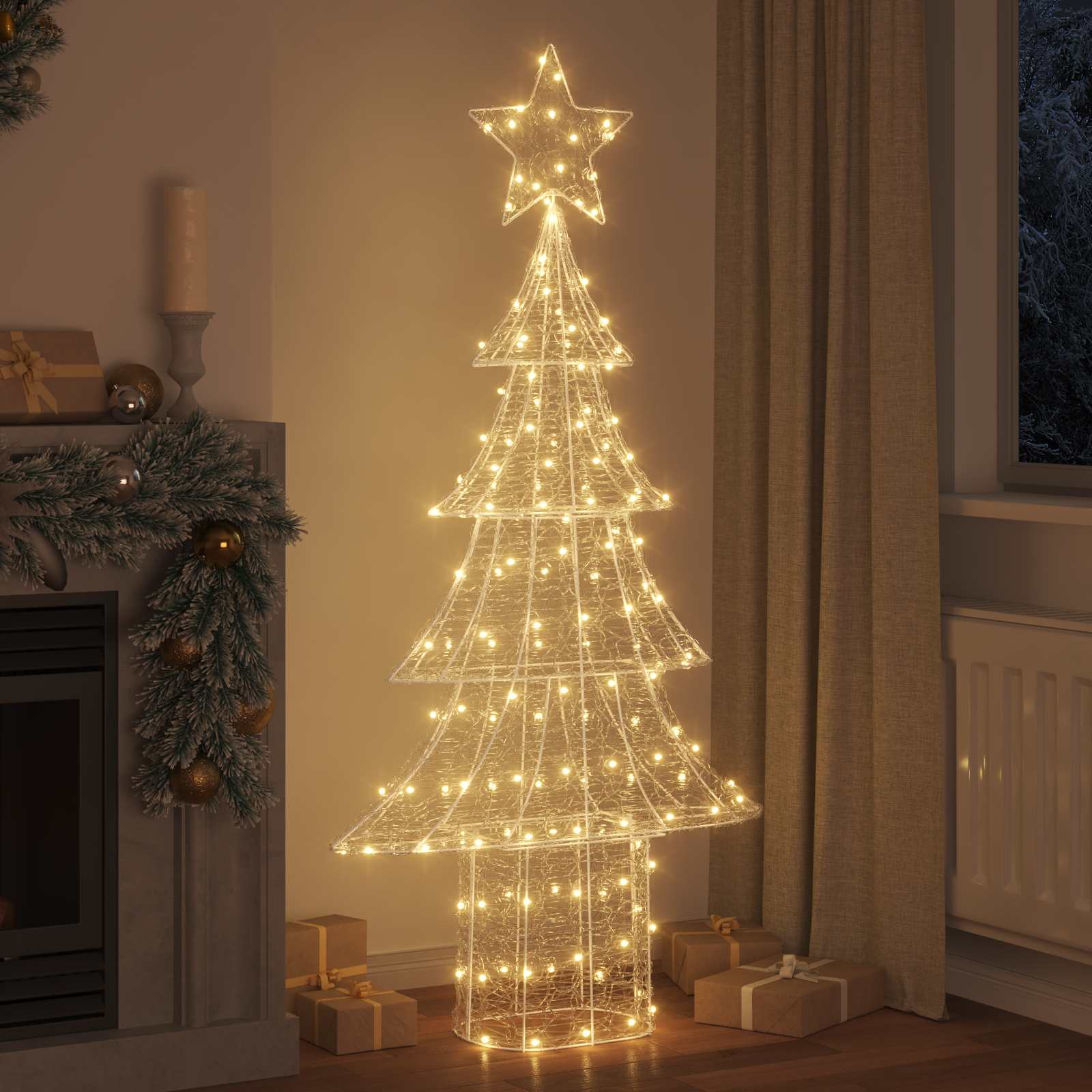 Weihnachtsbaum mit 240 LEDs Warmweiß 150 cm Acryl