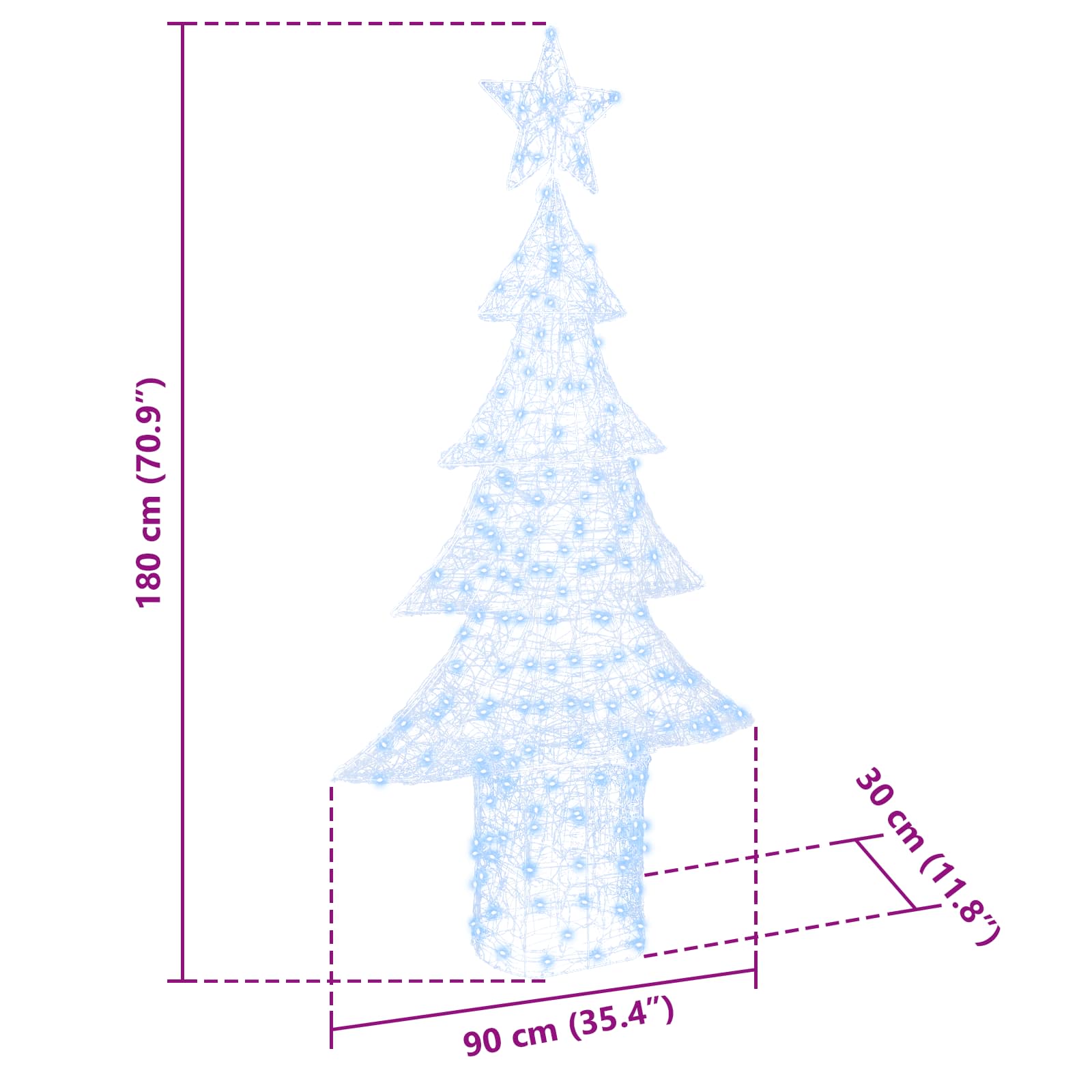 Weihnachtsbaum mit 240 LEDs Kaltweiß 180 cm Acryl