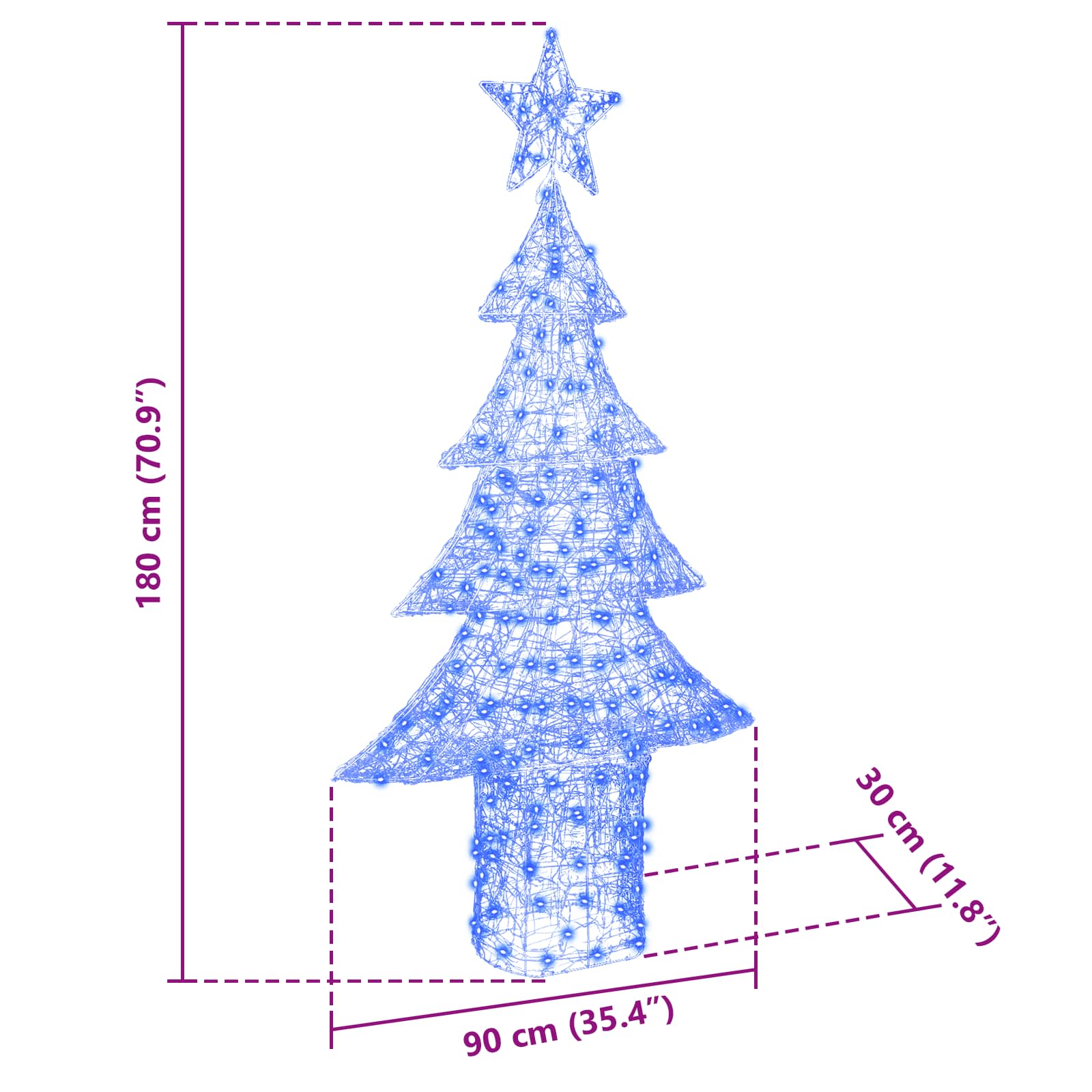 Weihnachtsbaum mit 240 LEDs Blau 180 cm Acryl