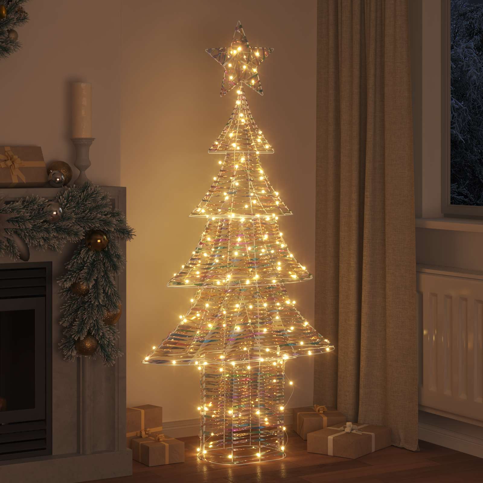 Weihnachtsbaum mit 240 LEDs Warmweiß 181 cm PET