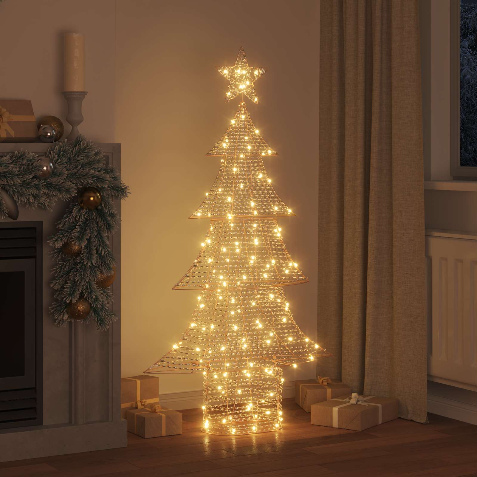 Weihnachtsbaum mit 160 LEDs Warmweiß 151 cm PET