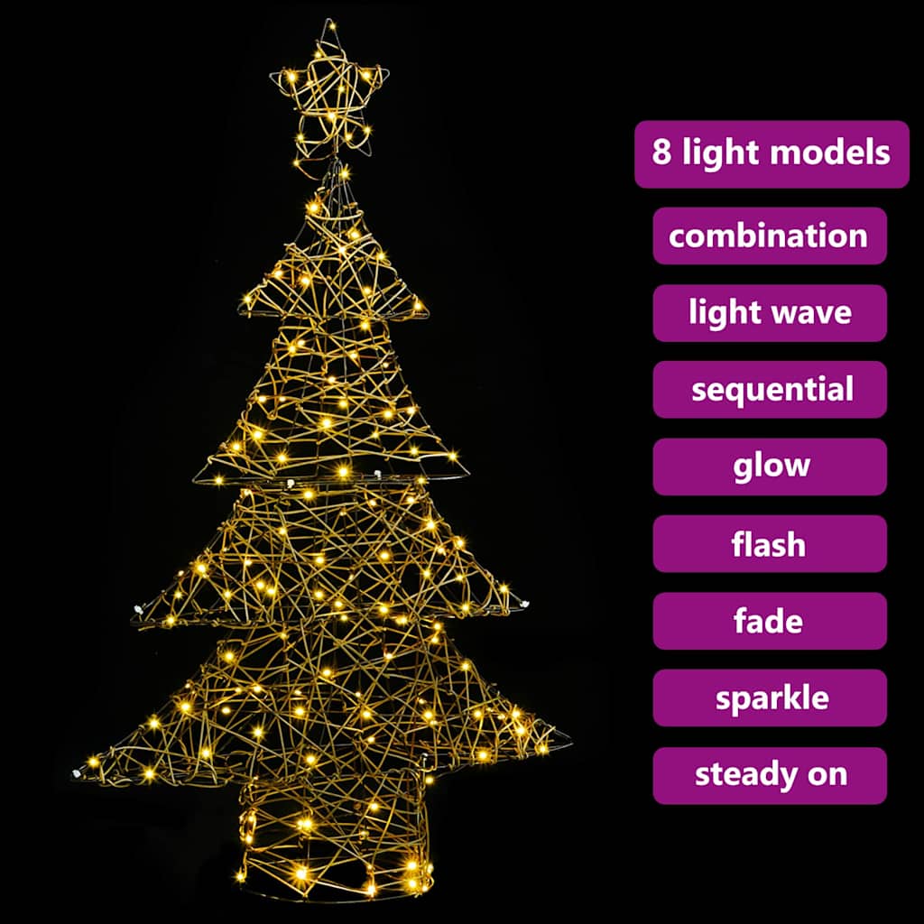 Weihnachtsbaum mit 120 LEDs Warmweiß 150 cm Rattan