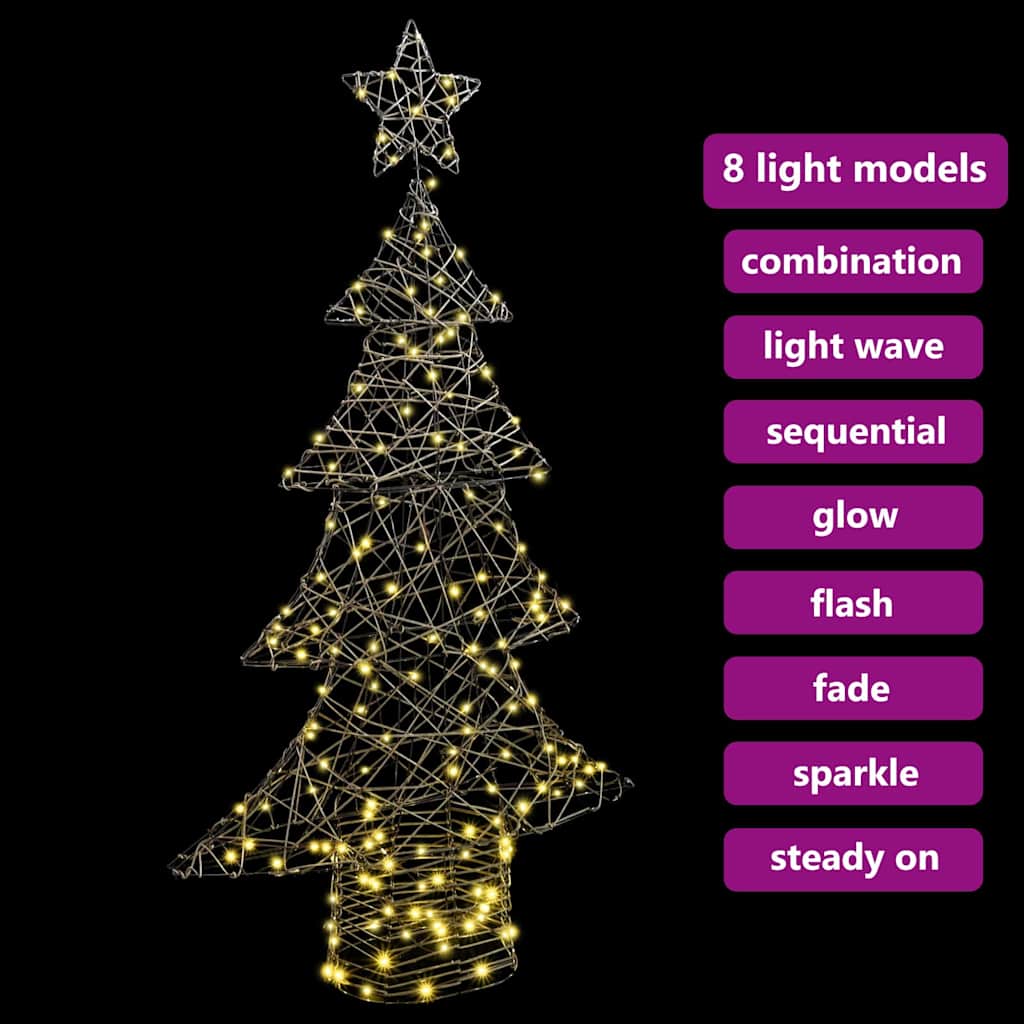 Weihnachtsbaum mit 160 LEDs Warmweiß 150 cm Rattan