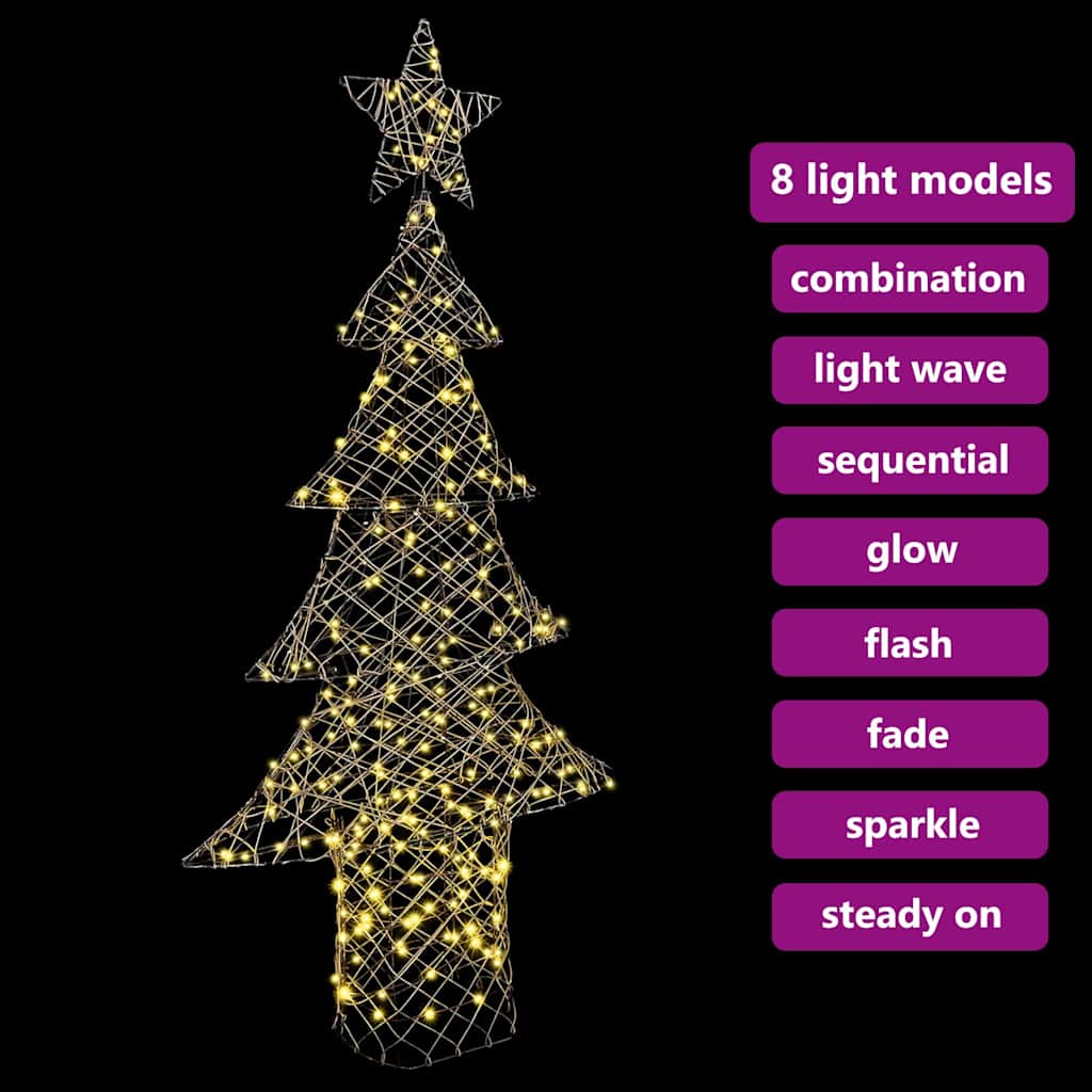 Weihnachtsbaum mit 240 LEDs Warmweiß 180 cm Rattan