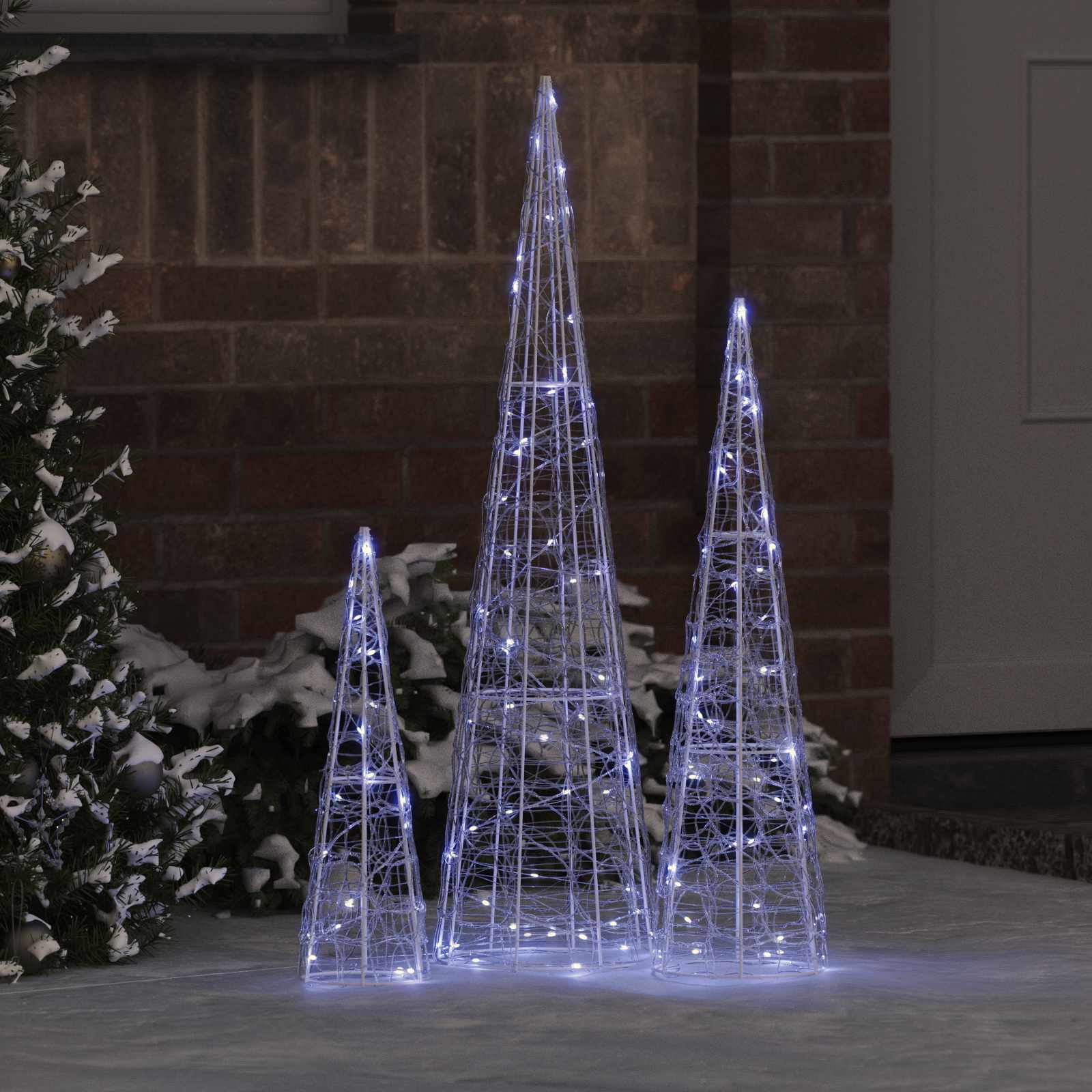 Weihnachtsbaum mit 90 LEDs 3 pcs Kaltweiß 20 x 20 x 80 cm Acryl