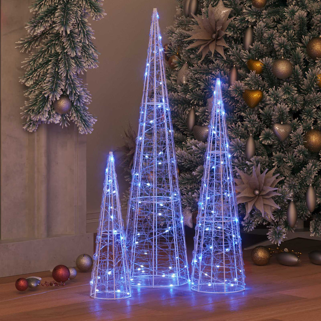 Weihnachtsbaum mit 90 LEDs 3 pcs Blau 20 x 20 x 80 cm Acryl