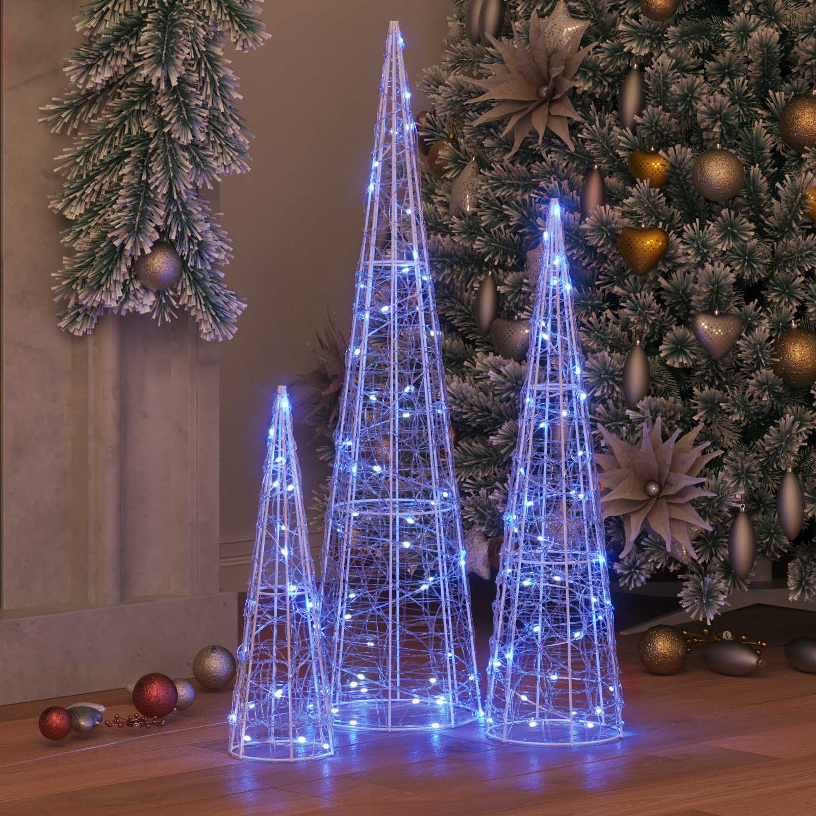 Weihnachtsbaum mit 90 LEDs 3 pcs Blau 20 x 20 x 80 cm Acryl