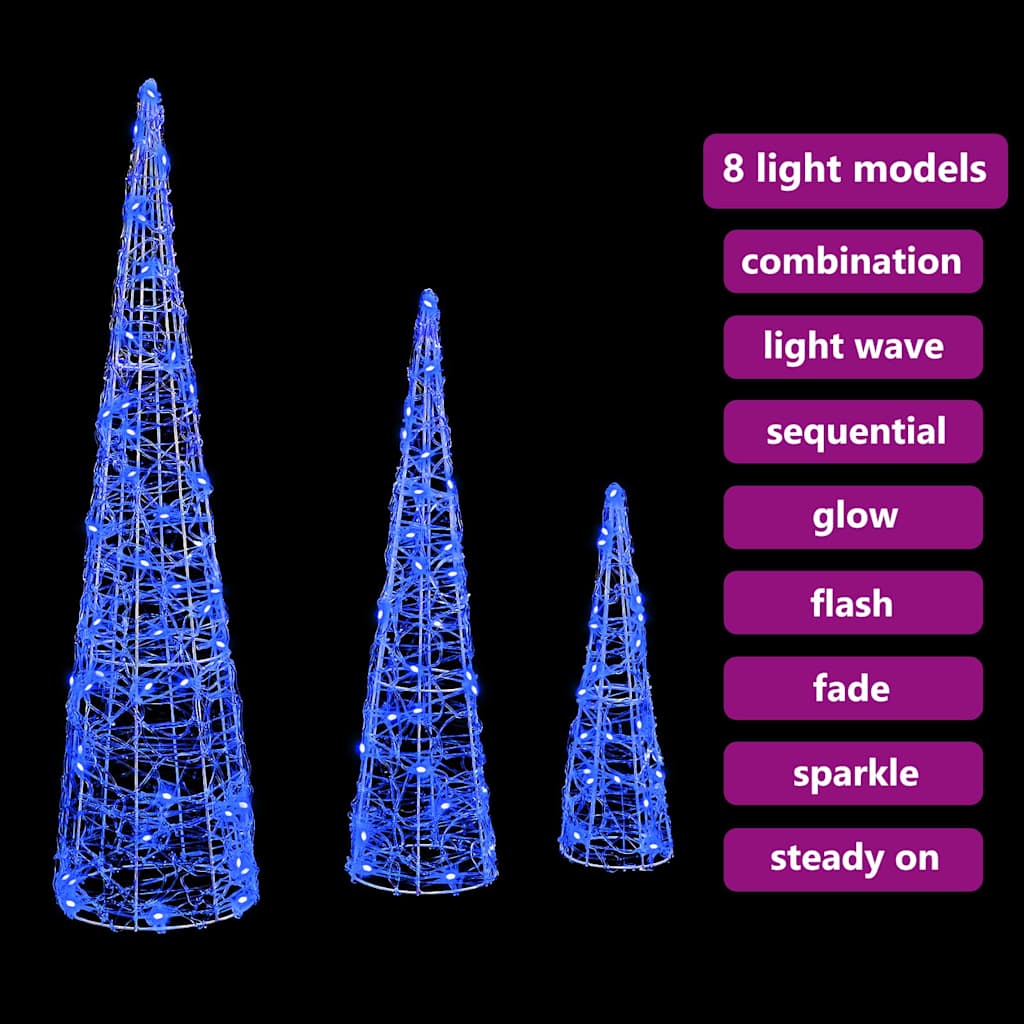 Weihnachtsbaum mit 90 LEDs 3 pcs Blau 20 x 20 x 80 cm Acryl