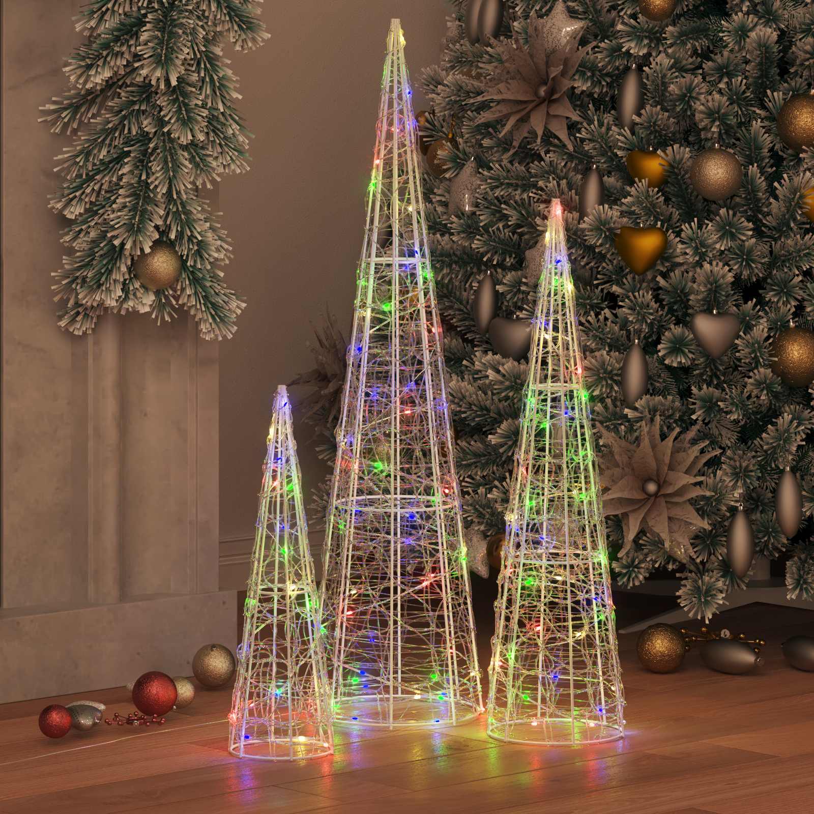 Weihnachtsbaum 3 pcs Mehrfarbig 20 x 20 x 80 cm Acryl