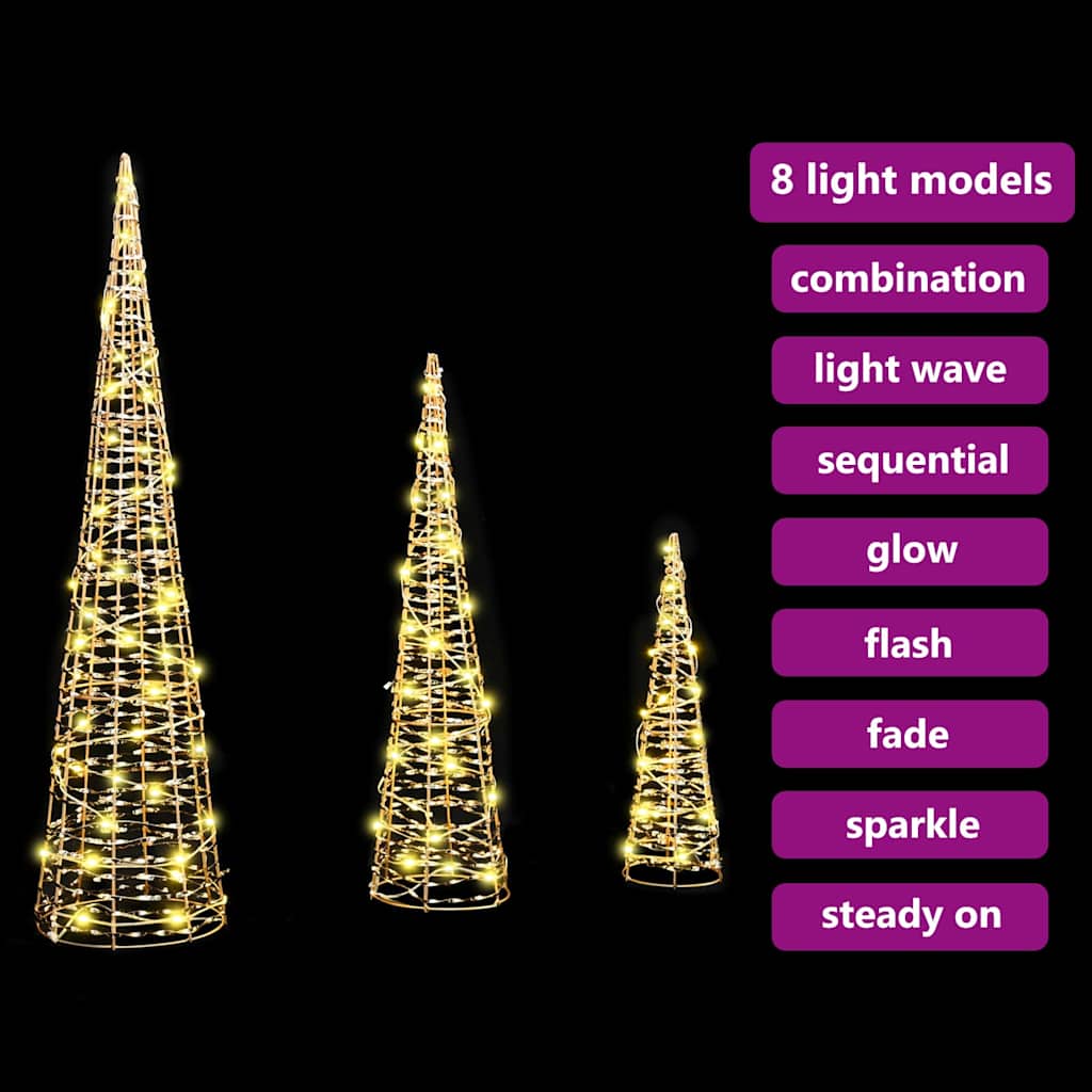 Weihnachtsbaum mit 90 LEDs 3 pcs Warmweiß 20 x 20 x 80 cm PET