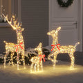 Rentierfamilie mit 300 LEDs 3 pcs Warmweiß 67 x 26 x 127 cm PET