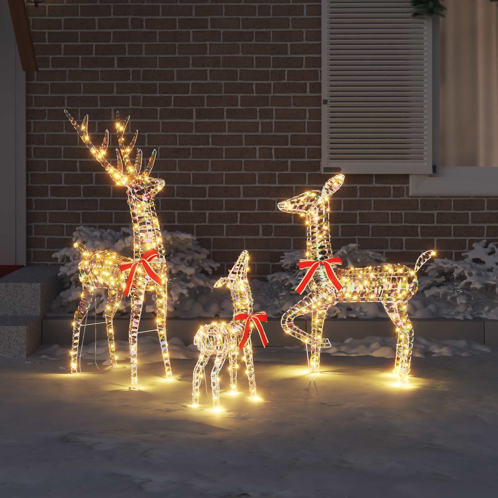 Rentierfamilie mit 300 LEDs 3 pcs Warmweiß 67 x 26 x 127 cm PET