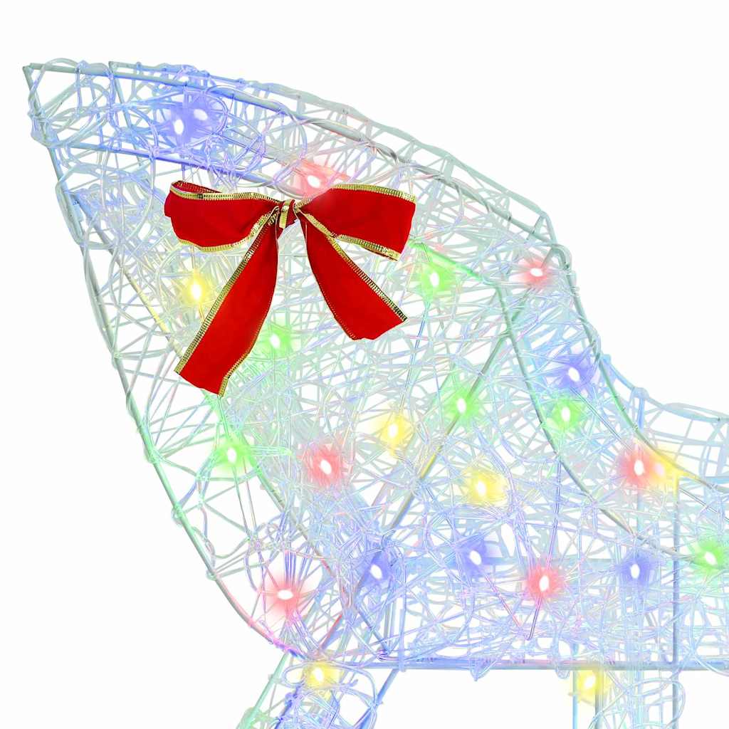 Rentier Zieh Schlitten mit 200 LEDs Bunt 70 x 26 x 129 cm Acryl