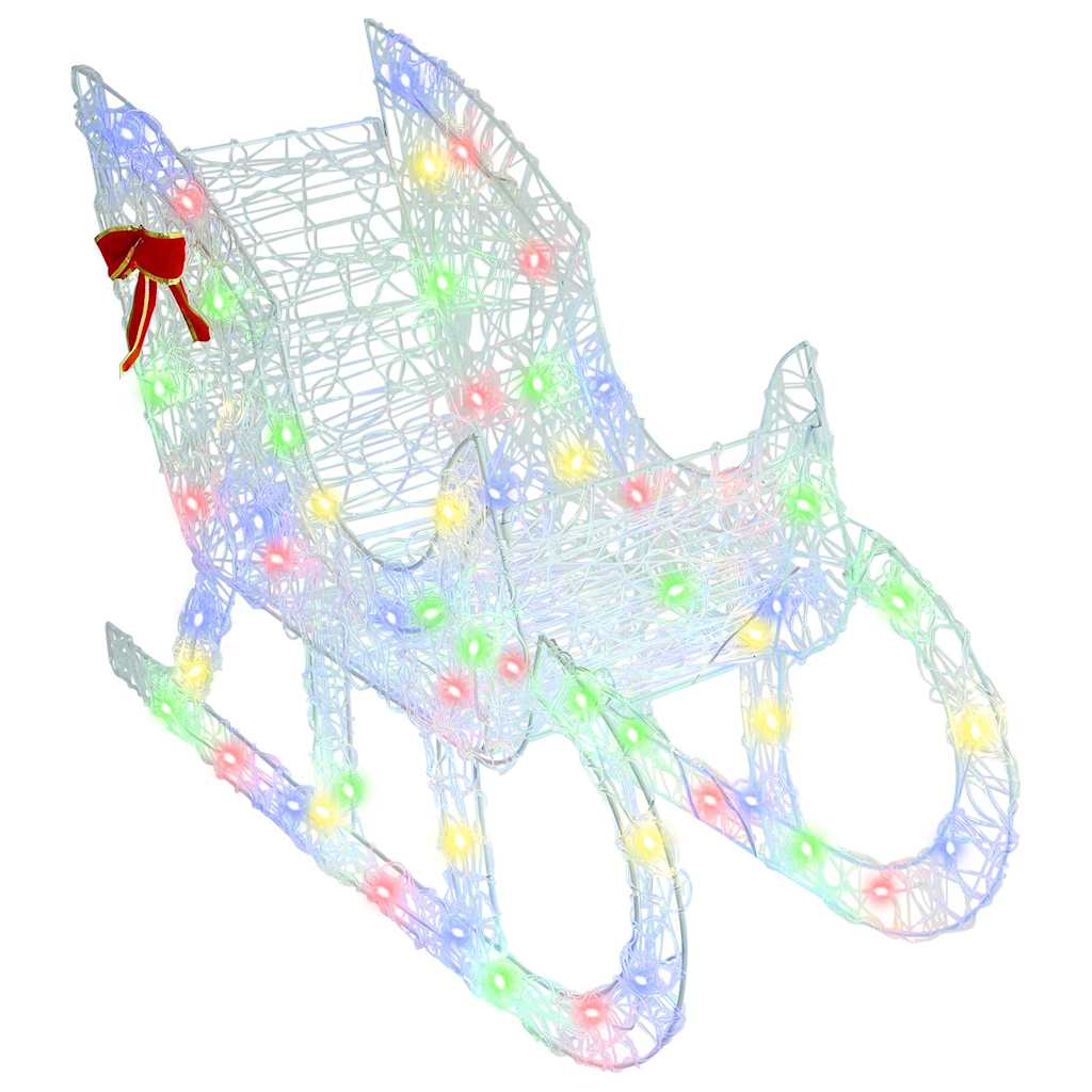 Rentier Zieh Schlitten mit 200 LEDs Bunt 70 x 26 x 129 cm Acryl
