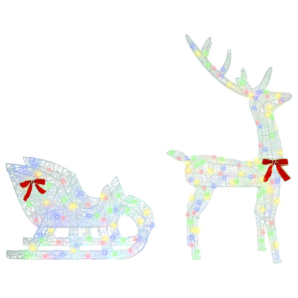 Rentier Zieh Schlitten mit 200 LEDs Bunt 70 x 26 x 129 cm Acryl