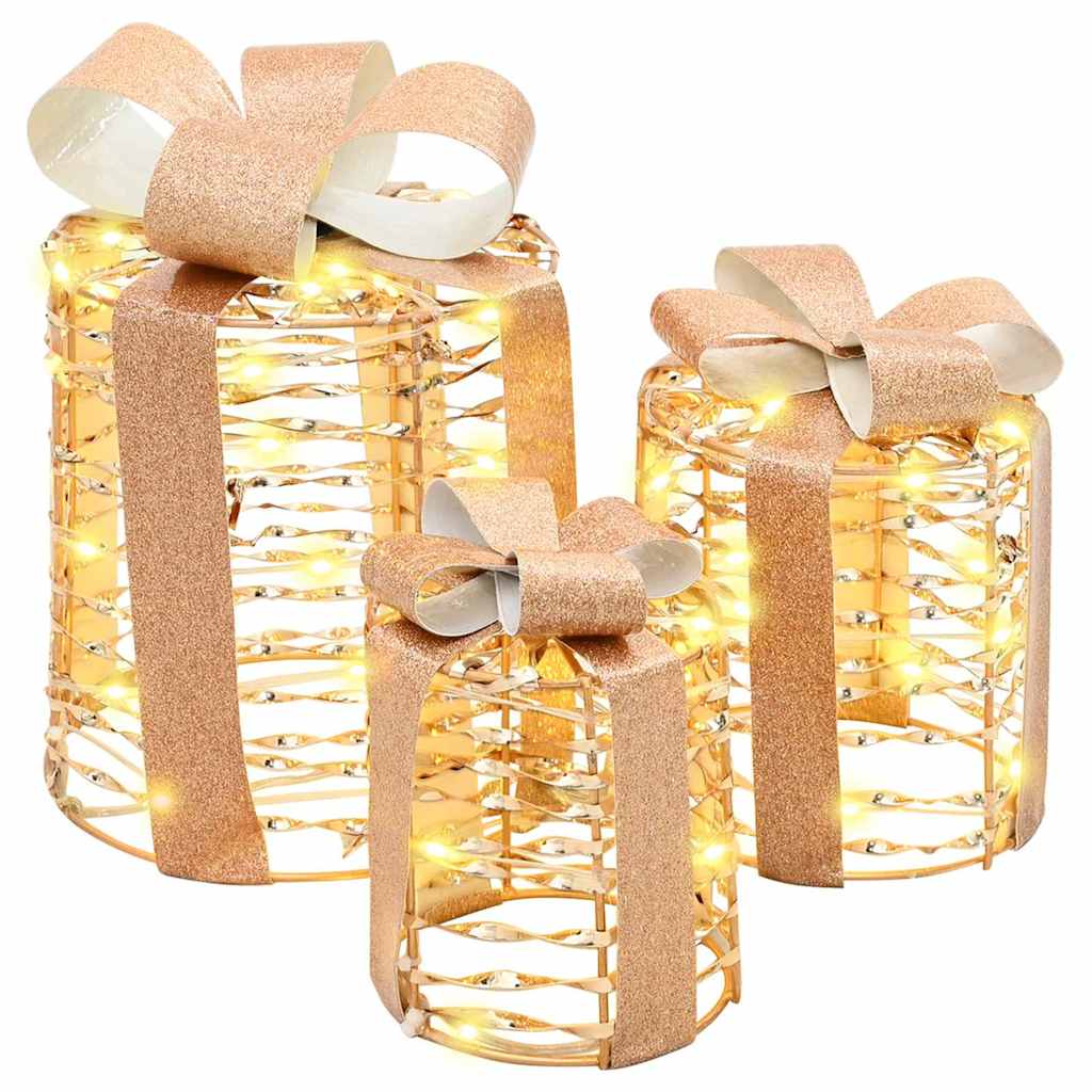 Geschenkbox Dekoration 3 pcs Warmweiß 20 x 20 x 20 cm PET