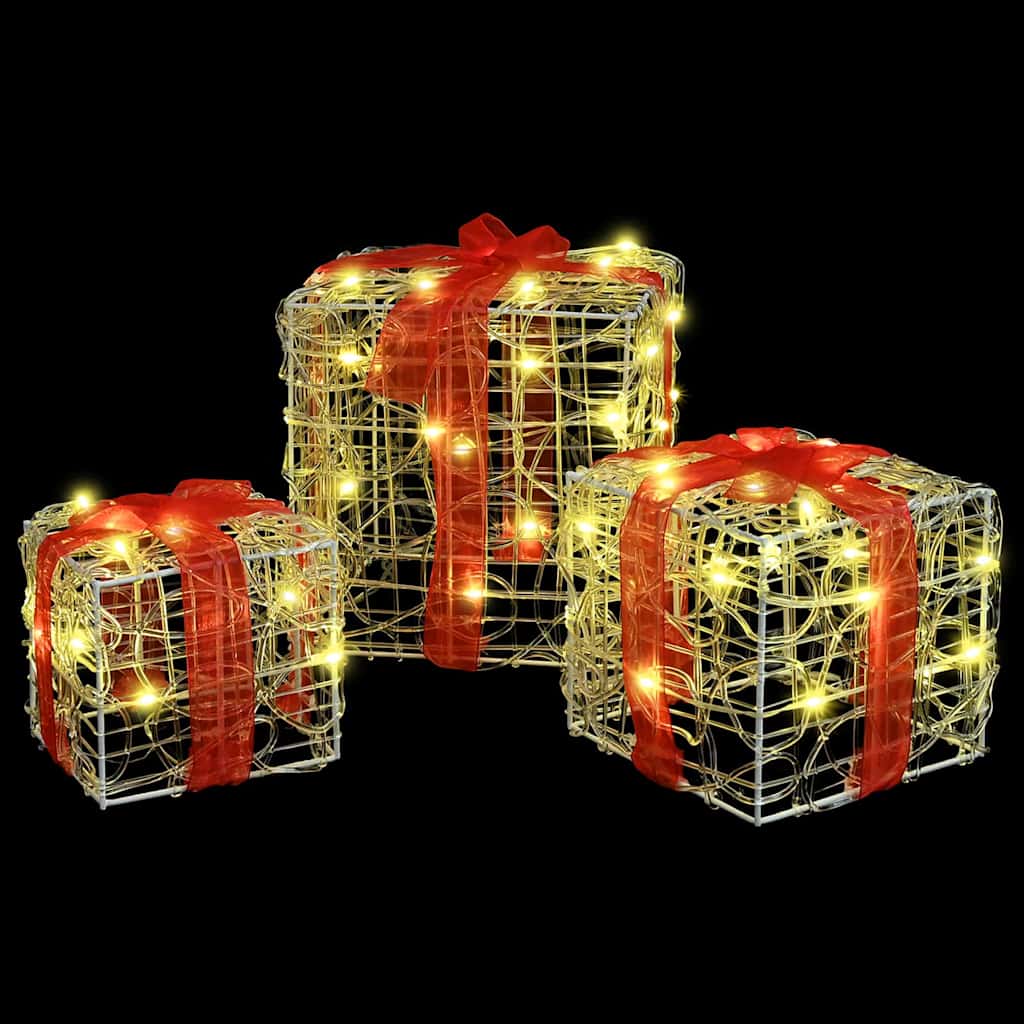 Geschenkbox mit 60 LEDs 3 pcs Warmweiß 20 x 20 x 20 cm Acryl