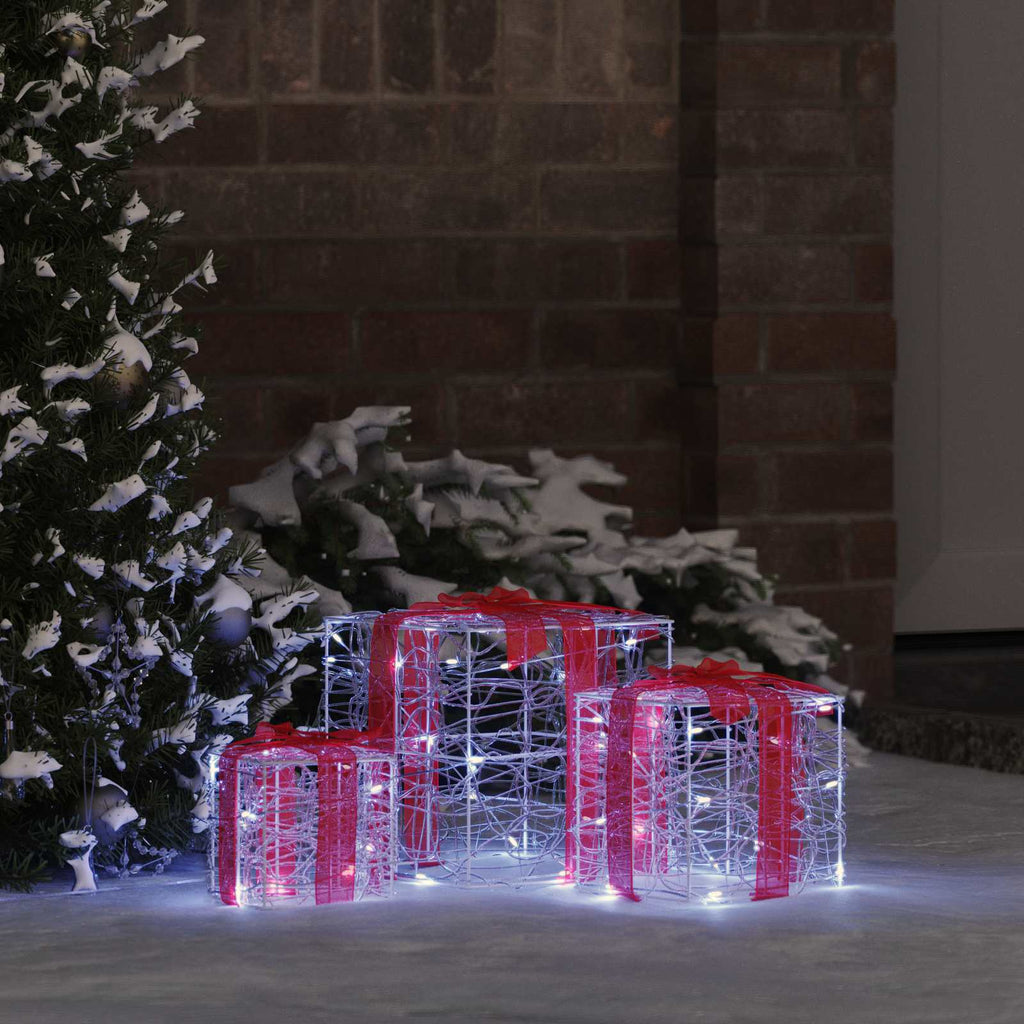 Geschenkbox mit 60 LEDs 3 pcs Kaltweiß 20 x 20 x 20 cm Acryl