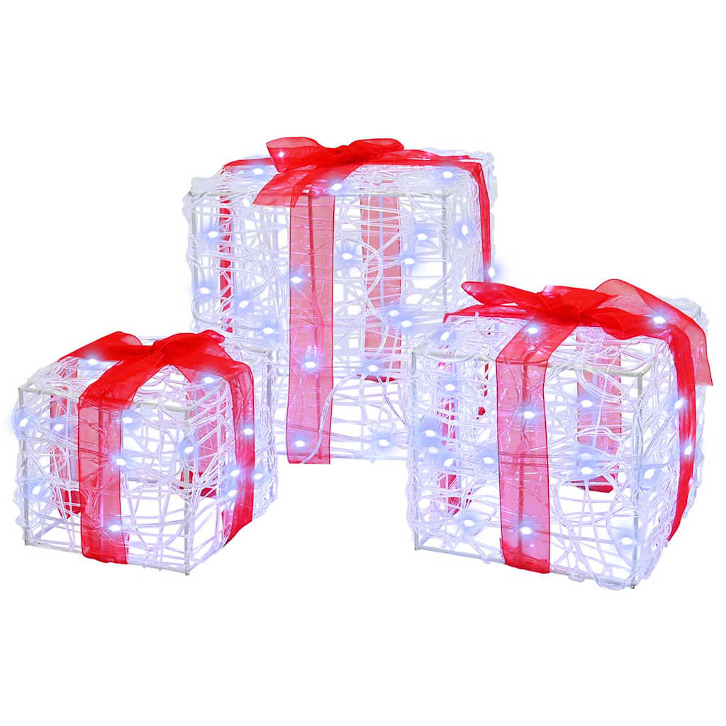 Geschenkbox mit 60 LEDs 3 pcs Kaltweiß 20 x 20 x 20 cm Acryl