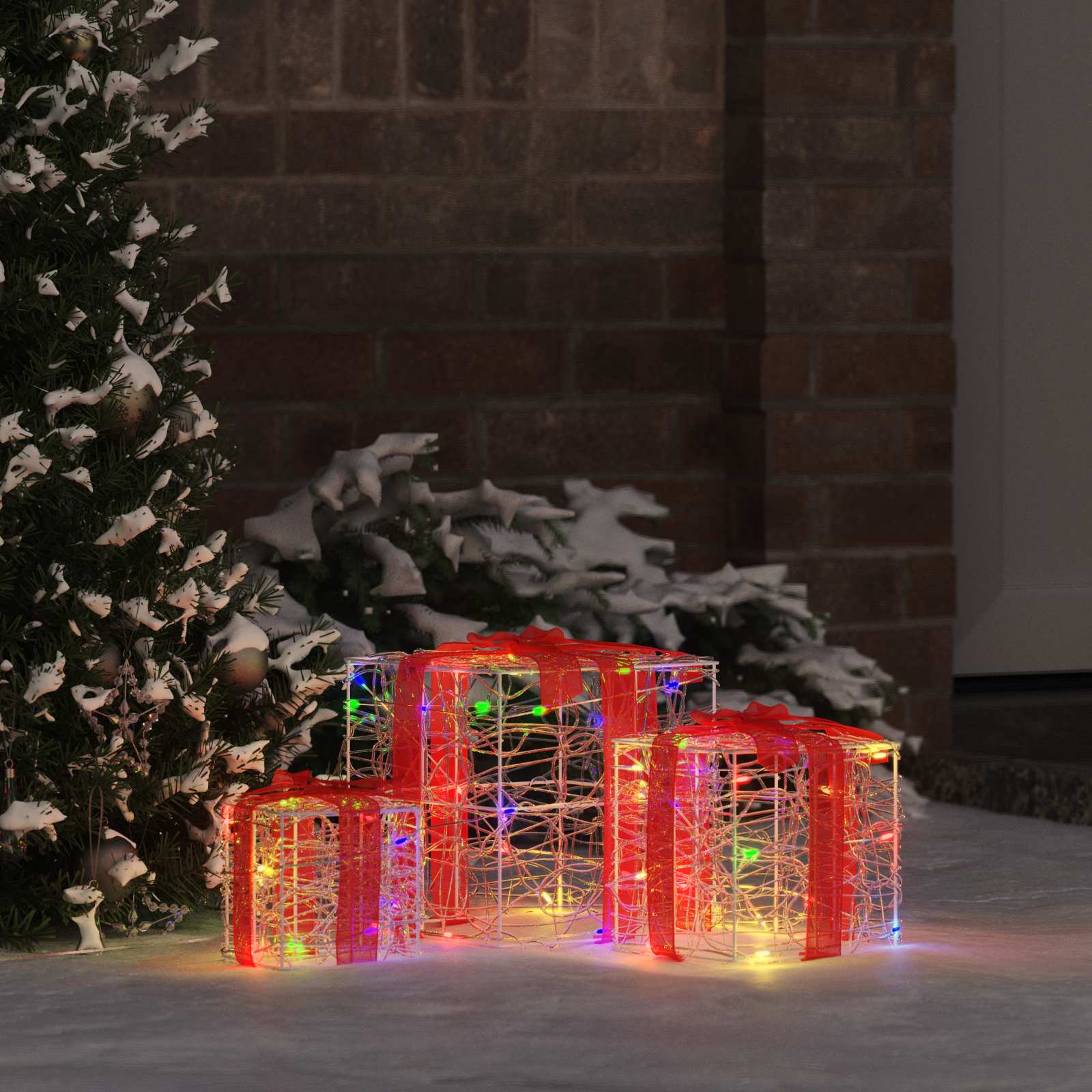 Geschenkbox mit 60 LEDs 3 pcs Mehrfarbig 20 x 20 x 20 cm Acryl