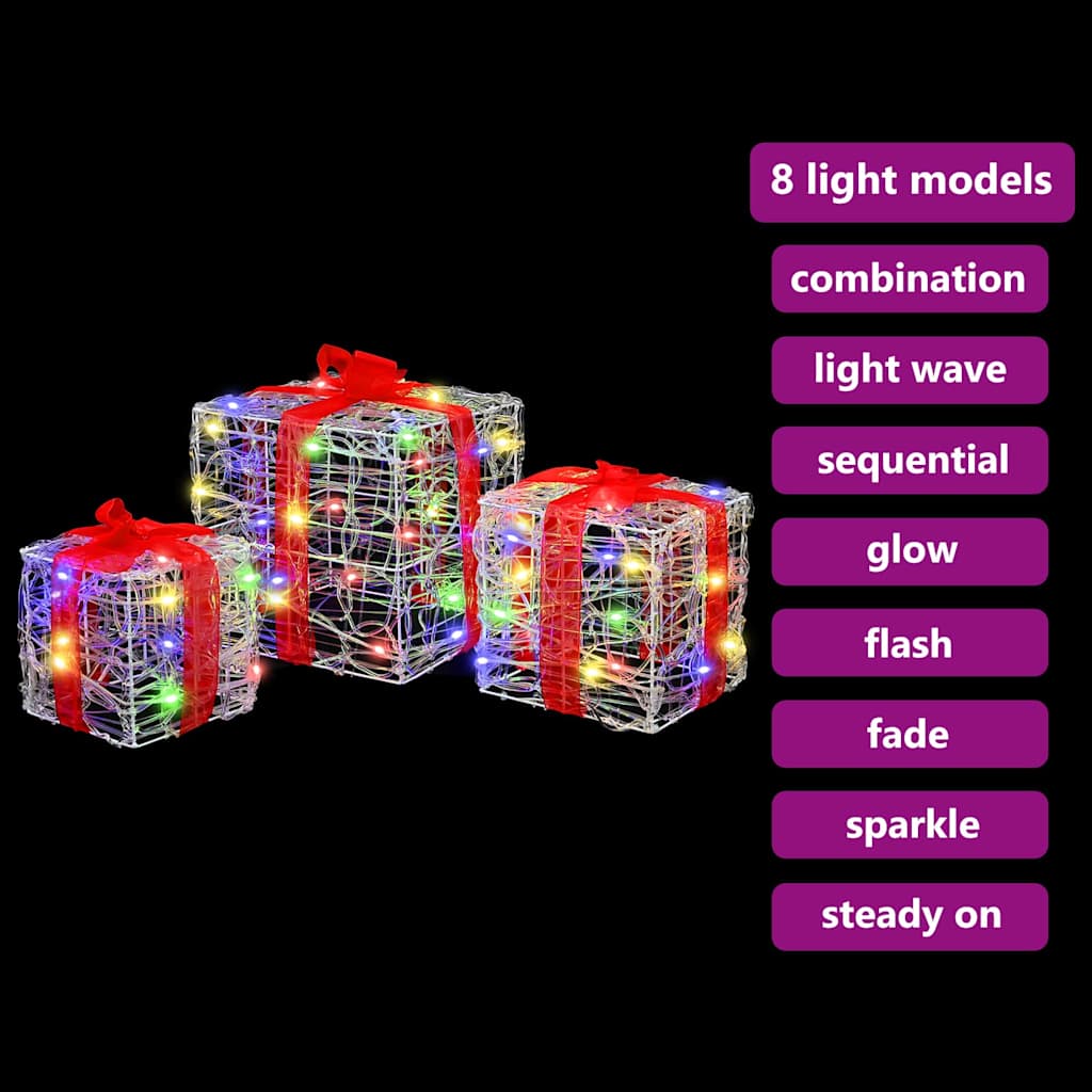 Geschenkbox mit 60 LEDs 3 pcs Mehrfarbig 20 x 20 x 20 cm Acryl