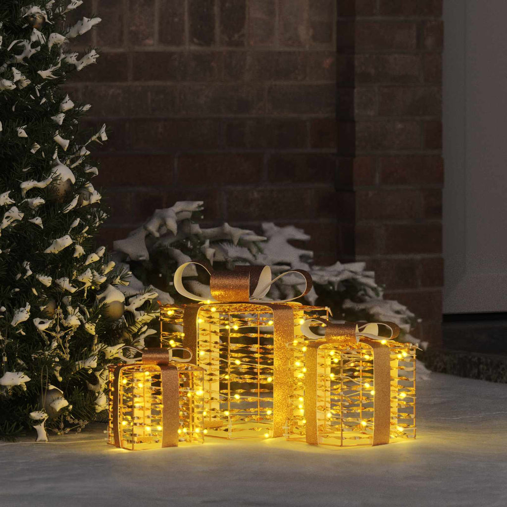 Geschenkbox mit 60 LEDs 3 pcs Warmweiß 20 x 20 x 20 cm PET