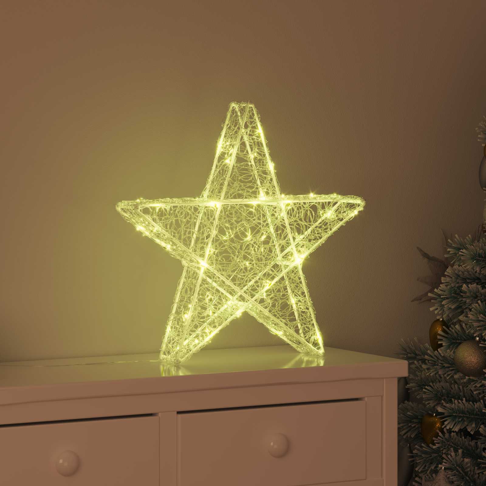 3D Stern mit 50 LEDs Warmweiß 55 x 53.5 x 10 cm Acryl