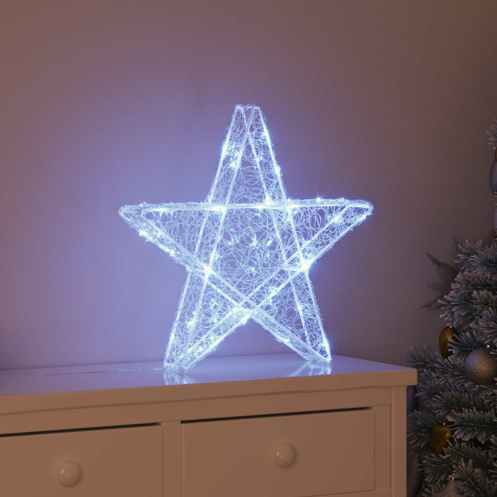 3D Stern mit 50 LEDs Kaltweiß 55 x 53.5 x 10 cm Acryl