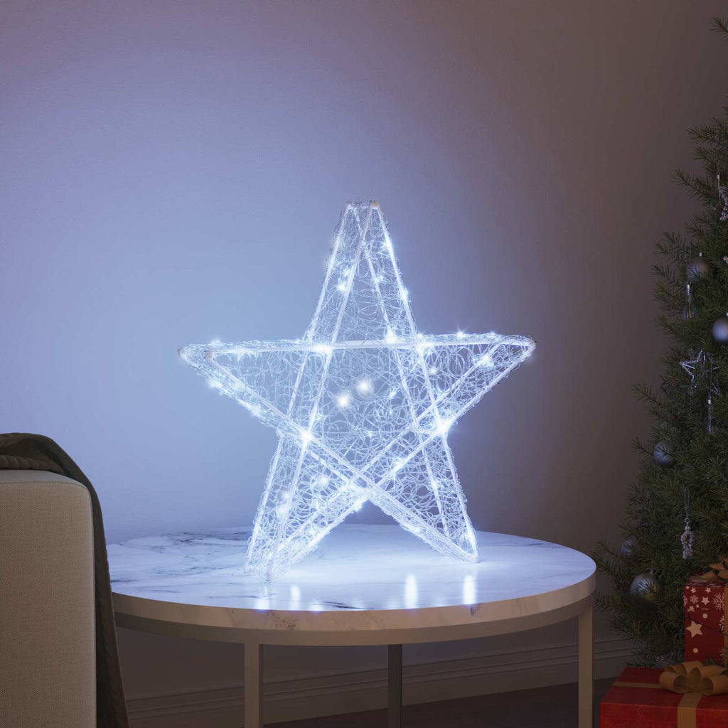 3D Stern mit 50 LEDs Kaltweiß 55 x 53.5 x 10 cm Acryl