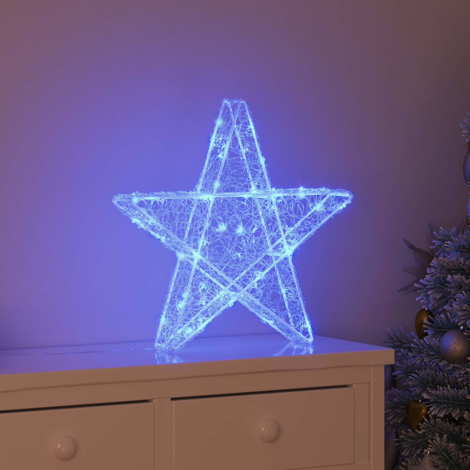 3D Stern mit 50 LEDs Blau 55 x 53.5 x 10 cm Acryl