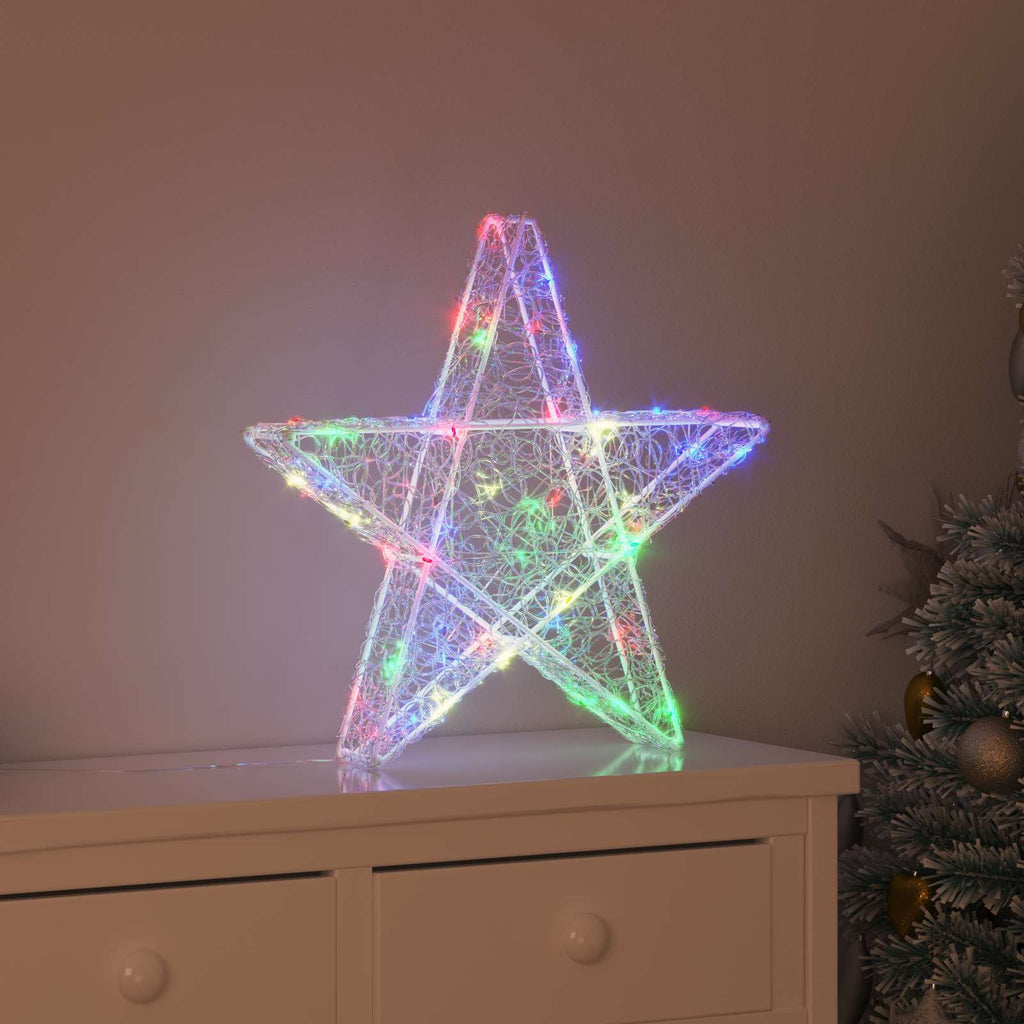 3D Stern mit 50 LEDs Mehrfarbig 55 x 53.5 x 10 cm Acryl