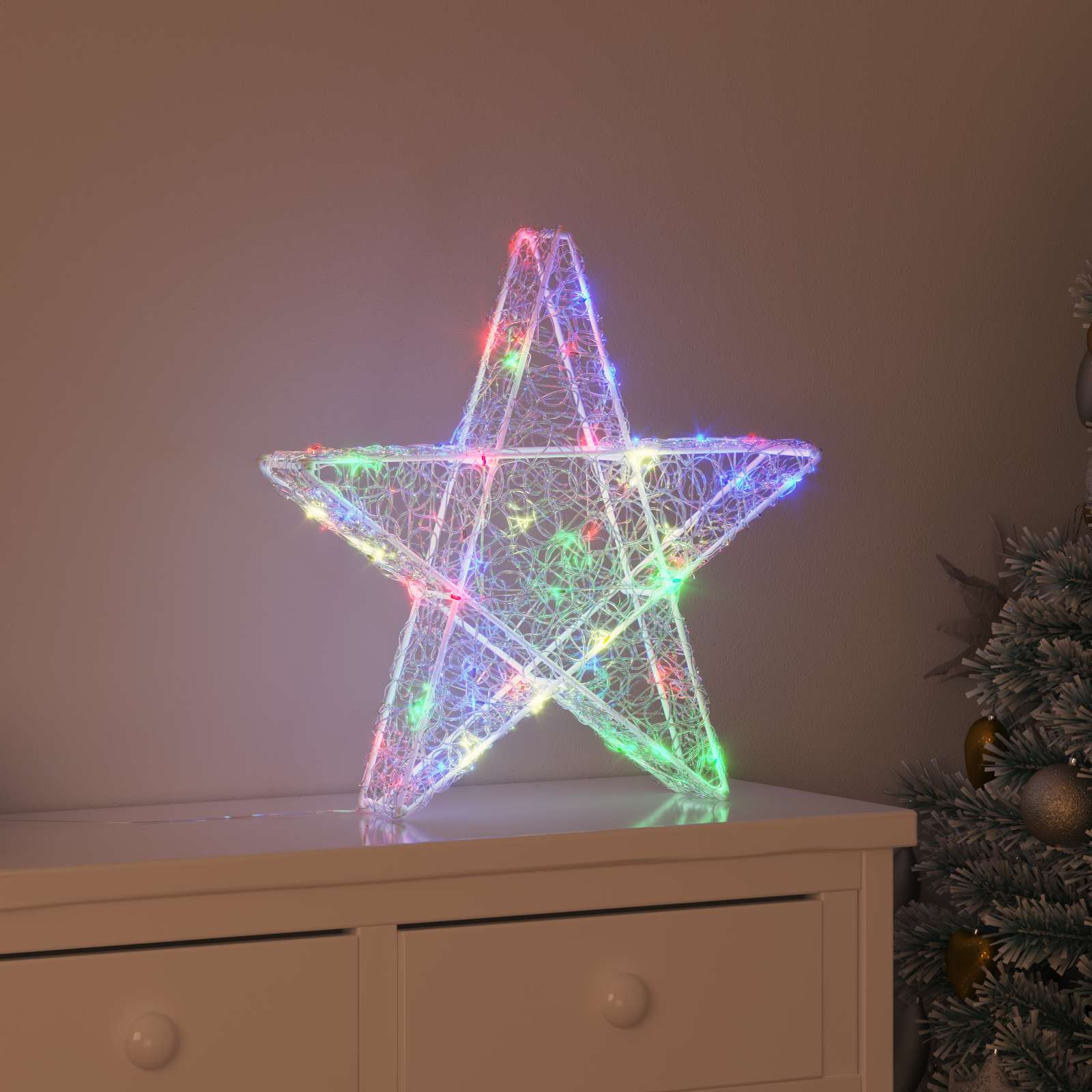 3D Stern mit 50 LEDs Mehrfarbig 55 x 53.5 x 10 cm Acryl
