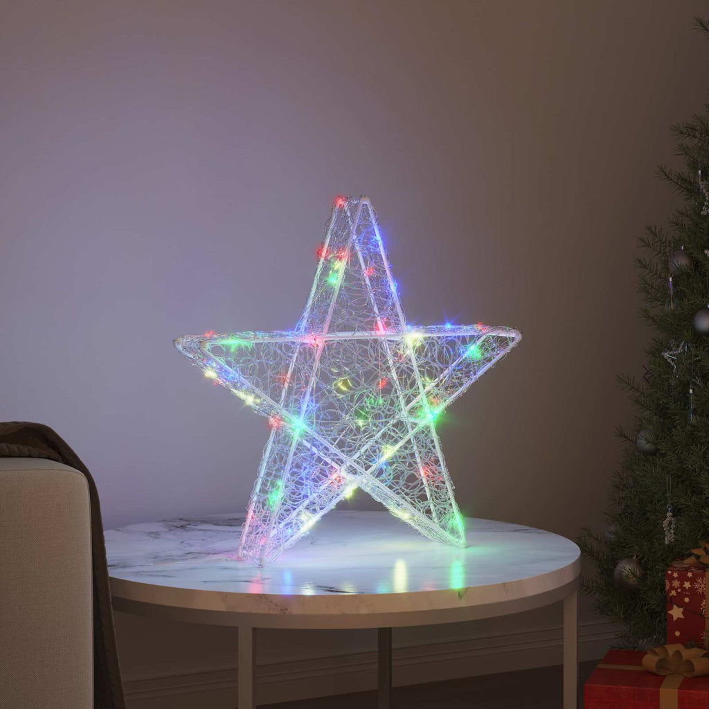 3D Stern mit 50 LEDs Mehrfarbig 55 x 53.5 x 10 cm Acryl