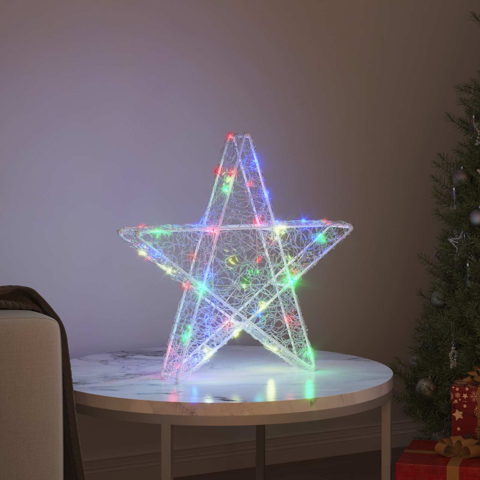 3D Stern mit 50 LEDs Mehrfarbig 55 x 53.5 x 10 cm Acryl