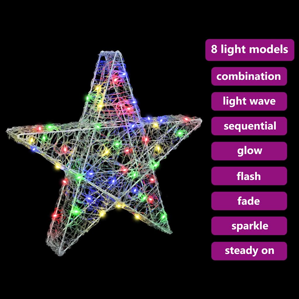 3D Stern mit 50 LEDs Mehrfarbig 55 x 53.5 x 10 cm Acryl