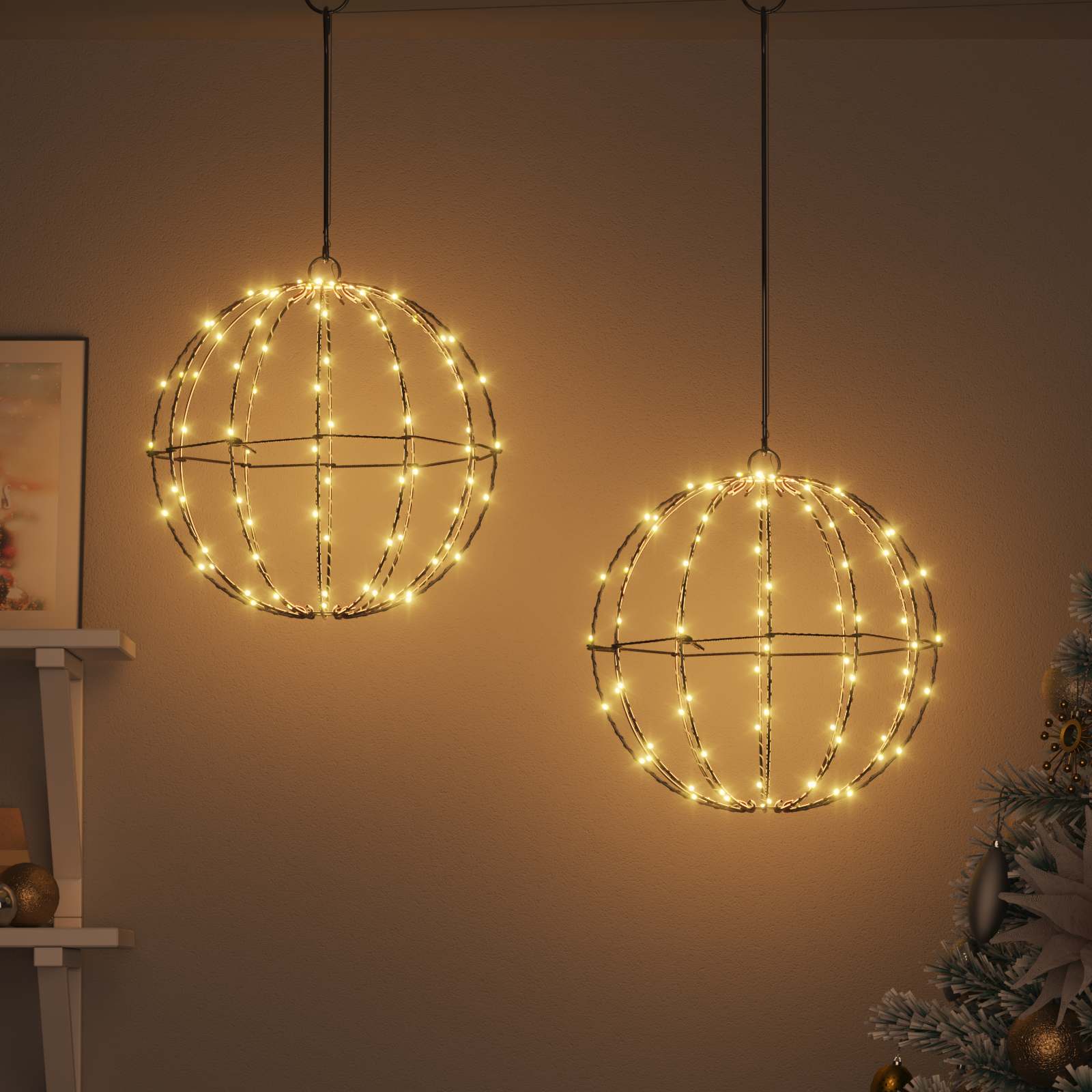 Ball mit 192 LEDs 2 pcs Warmweiß 30 x 30 x 32 cm Metall