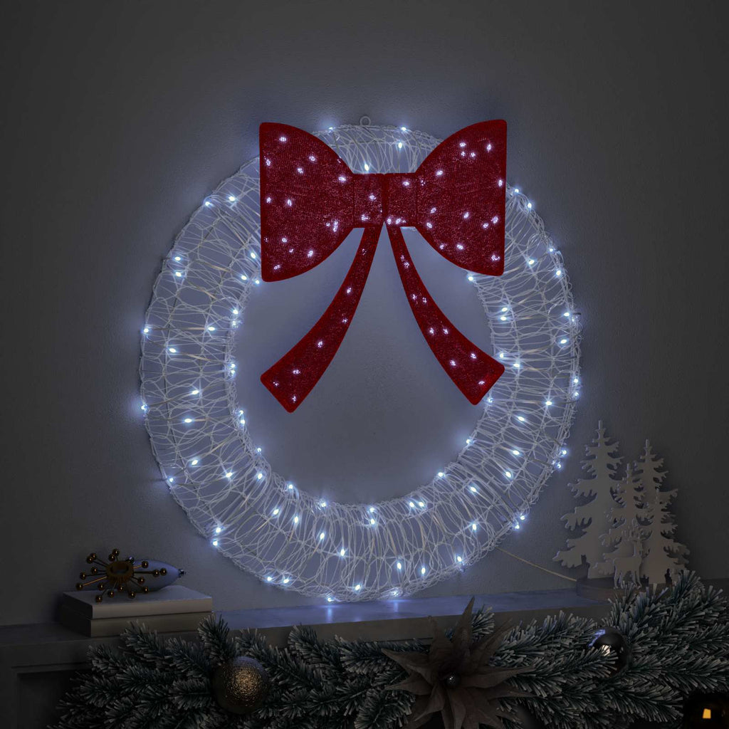 Kranz mit 60 LEDs Kaltweiß 76 x 76 x 8,5 cm Acryl