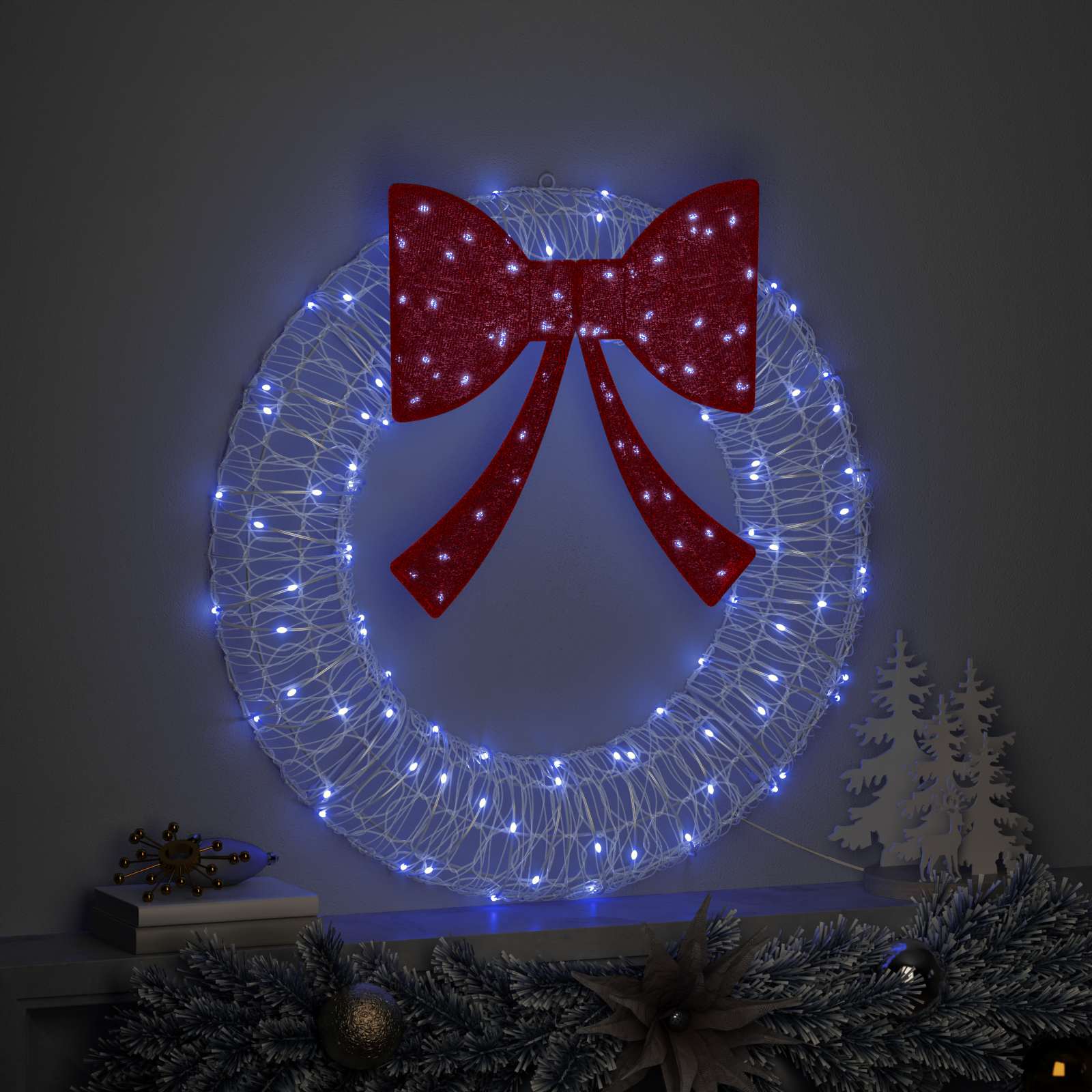 Kranz mit 60 LEDs Blau 76 x 76 x 8,5 cm Acryl