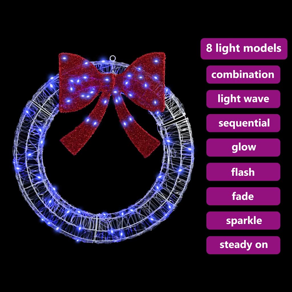 Kranz mit 60 LEDs Blau 76 x 76 x 8,5 cm Acryl