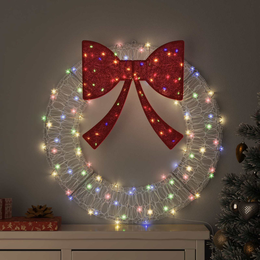 Kranz mit 60 LEDs Mehrfarbig 76 x 76 x 8,5 cm Acryl