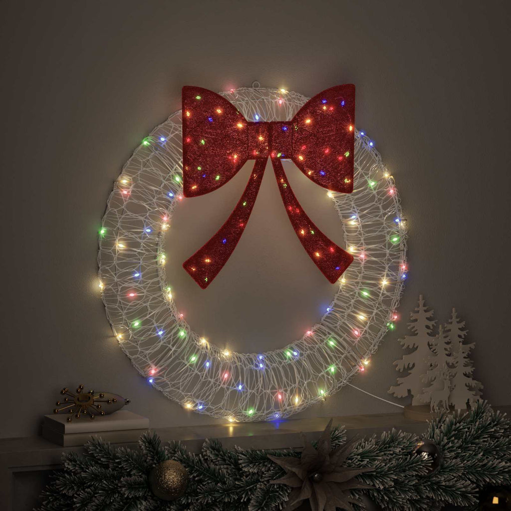 Kranz mit 60 LEDs Mehrfarbig 76 x 76 x 8,5 cm Acryl