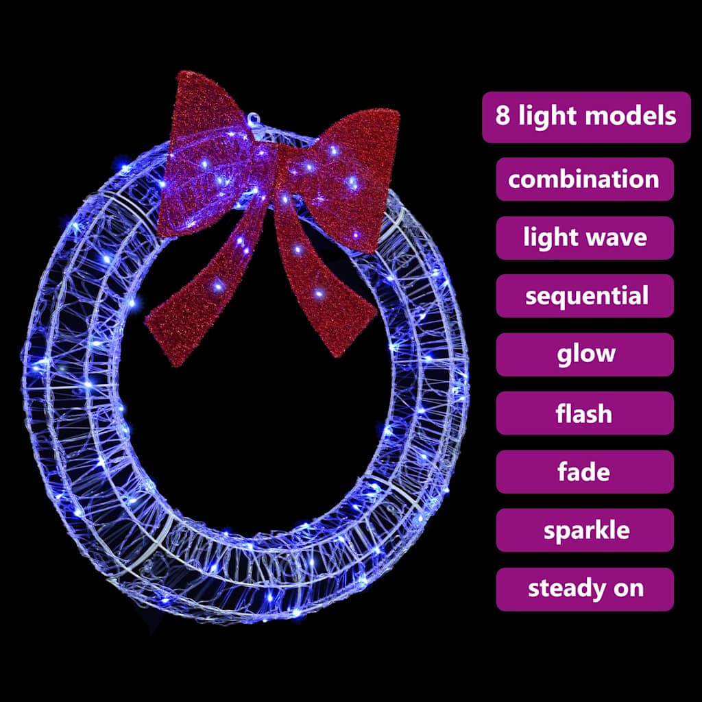 Kranz mit 80 LEDs Blau 92 x 92 x 9,5 cm Acryl