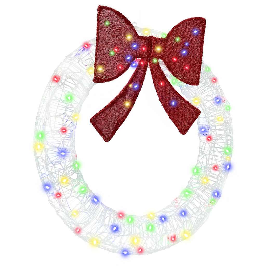 Kranz mit 80 LEDs Mehrfarbig 92 x 92 x 9,5 cm Acryl