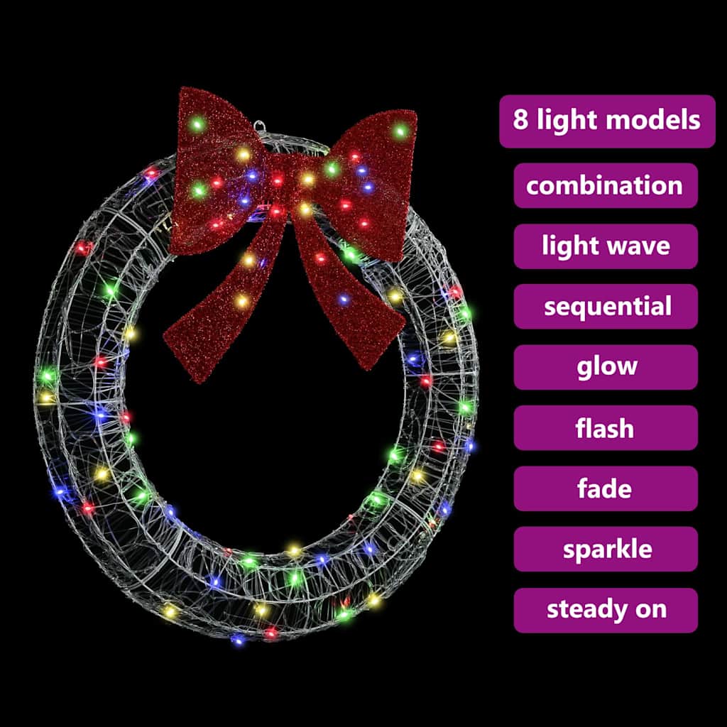 Kranz mit 80 LEDs Mehrfarbig 92 x 92 x 9,5 cm Acryl